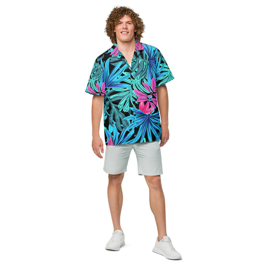 Tropical Leaves Unisex Button Shirt