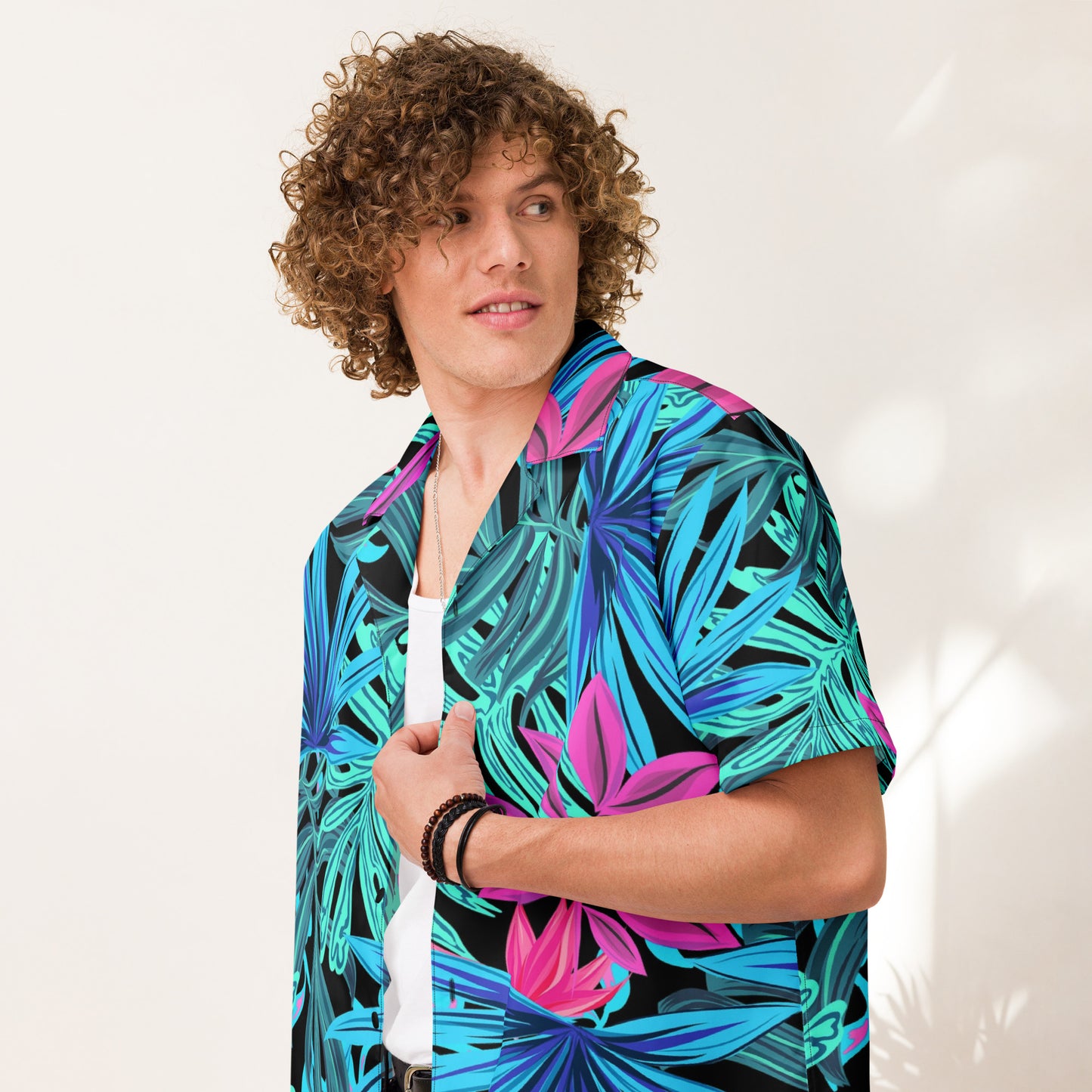 Tropical Leaves Unisex Button Shirt