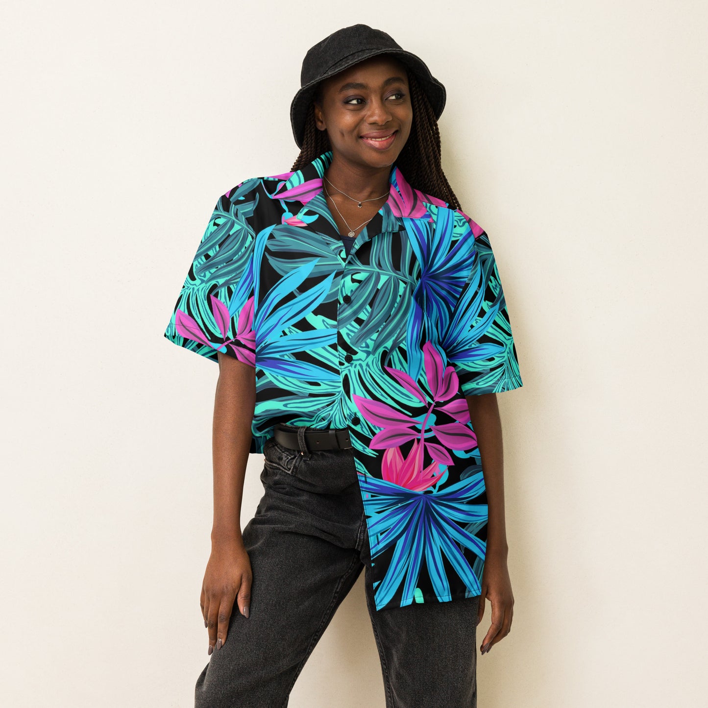 Tropical Leaves Unisex Button Shirt