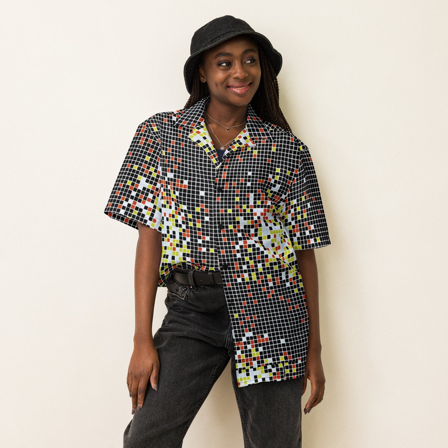 Graphic Square Ankara Unisex Button Shirt