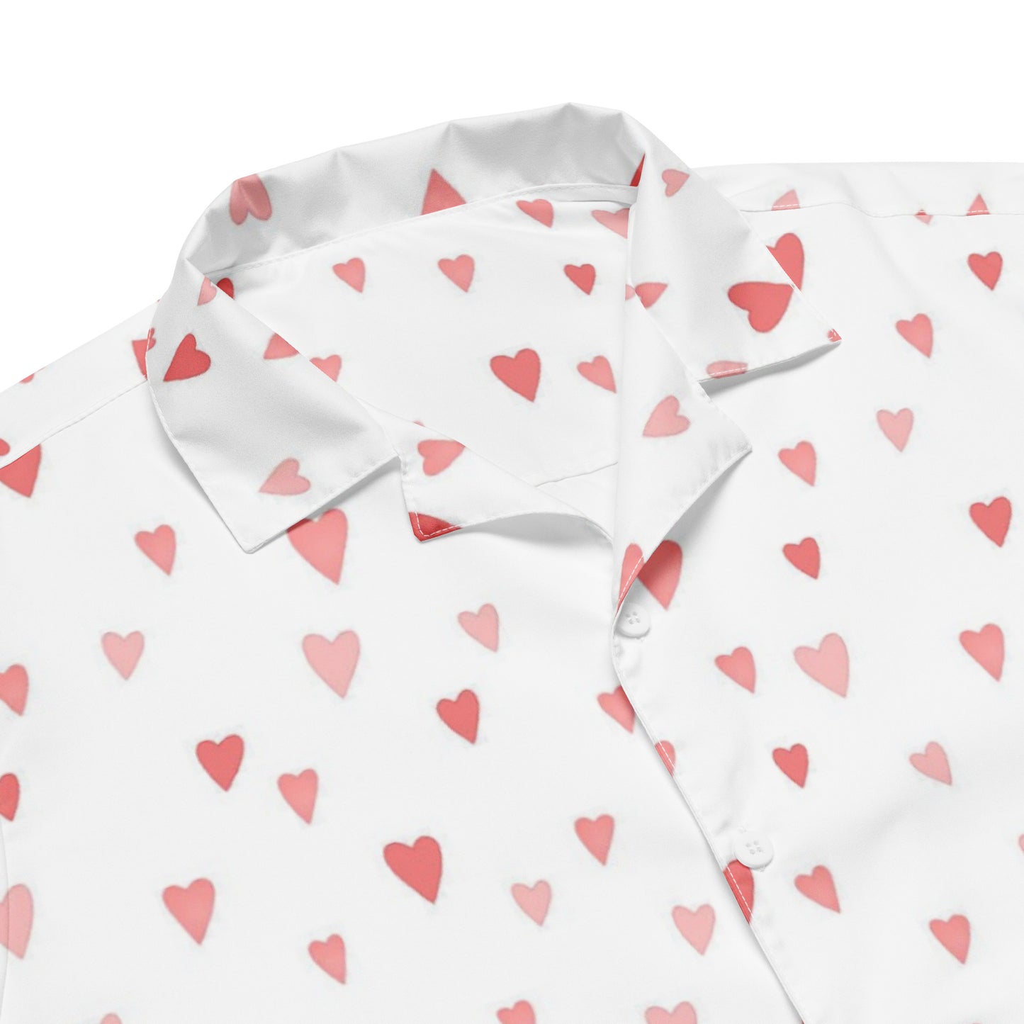 Pink Hearts Unisex Button Shirt