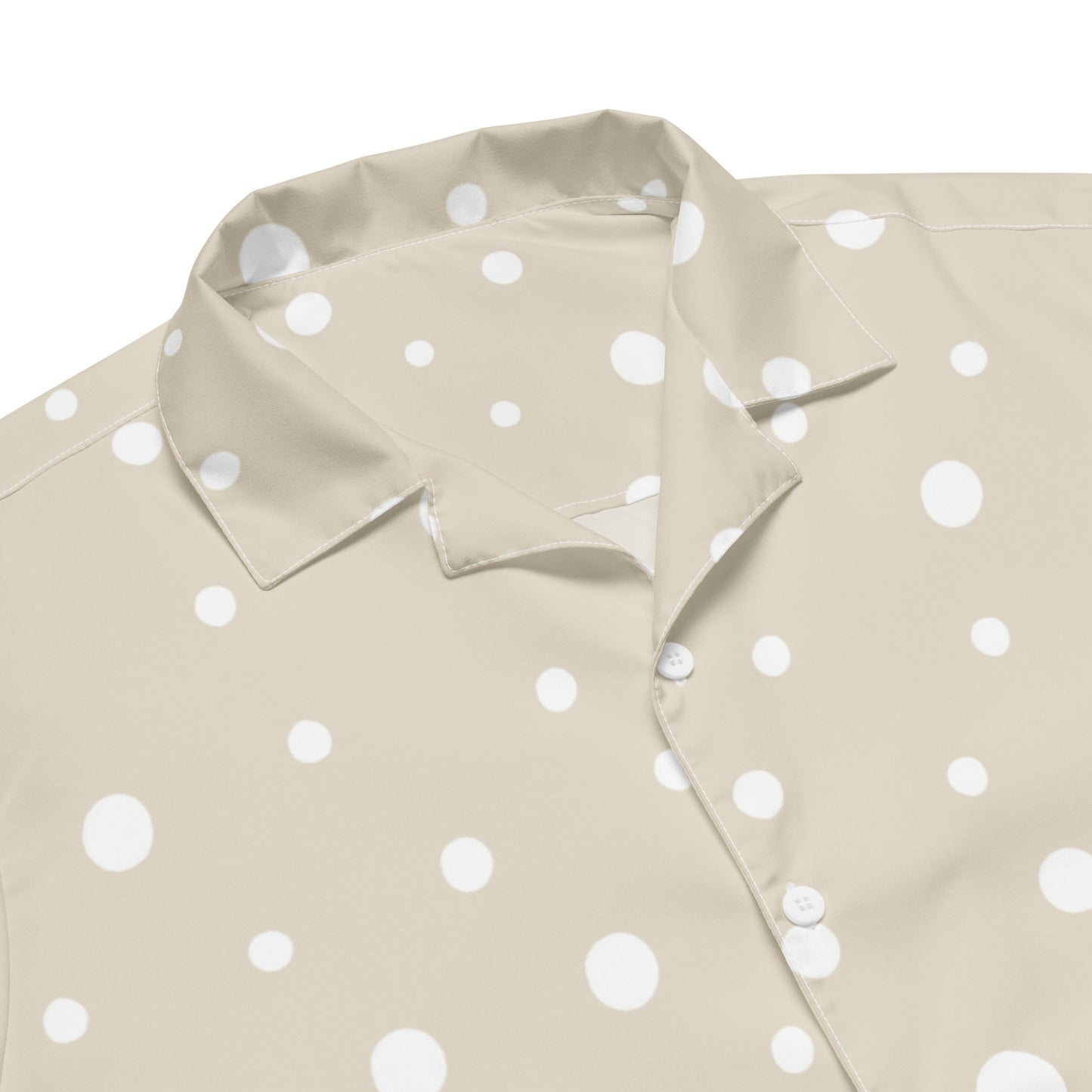 Beige Spotty Unisex Button Shirt