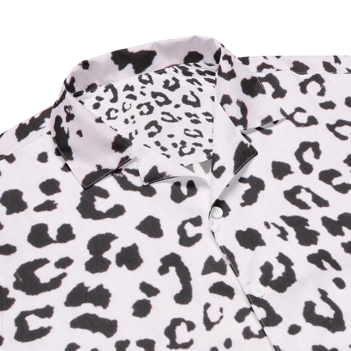 Monochrome Leopard Print Unisex Button Shirt