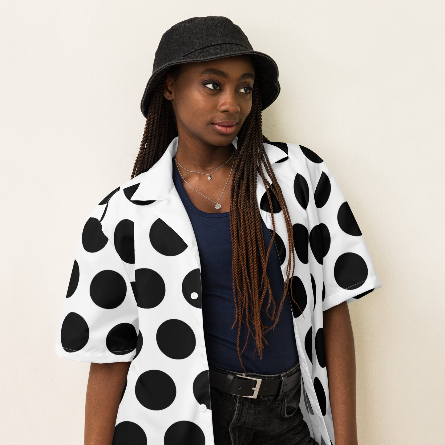 Bold Polka Dote Unisex Button Shirt