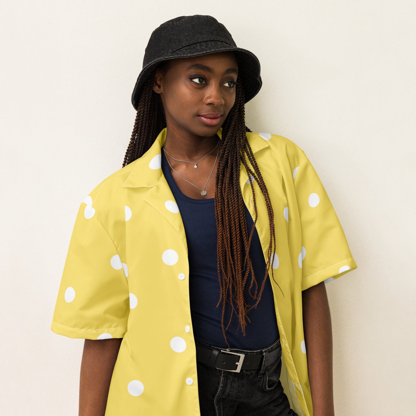 Yellow Polka Dot Unisex Button Shirt