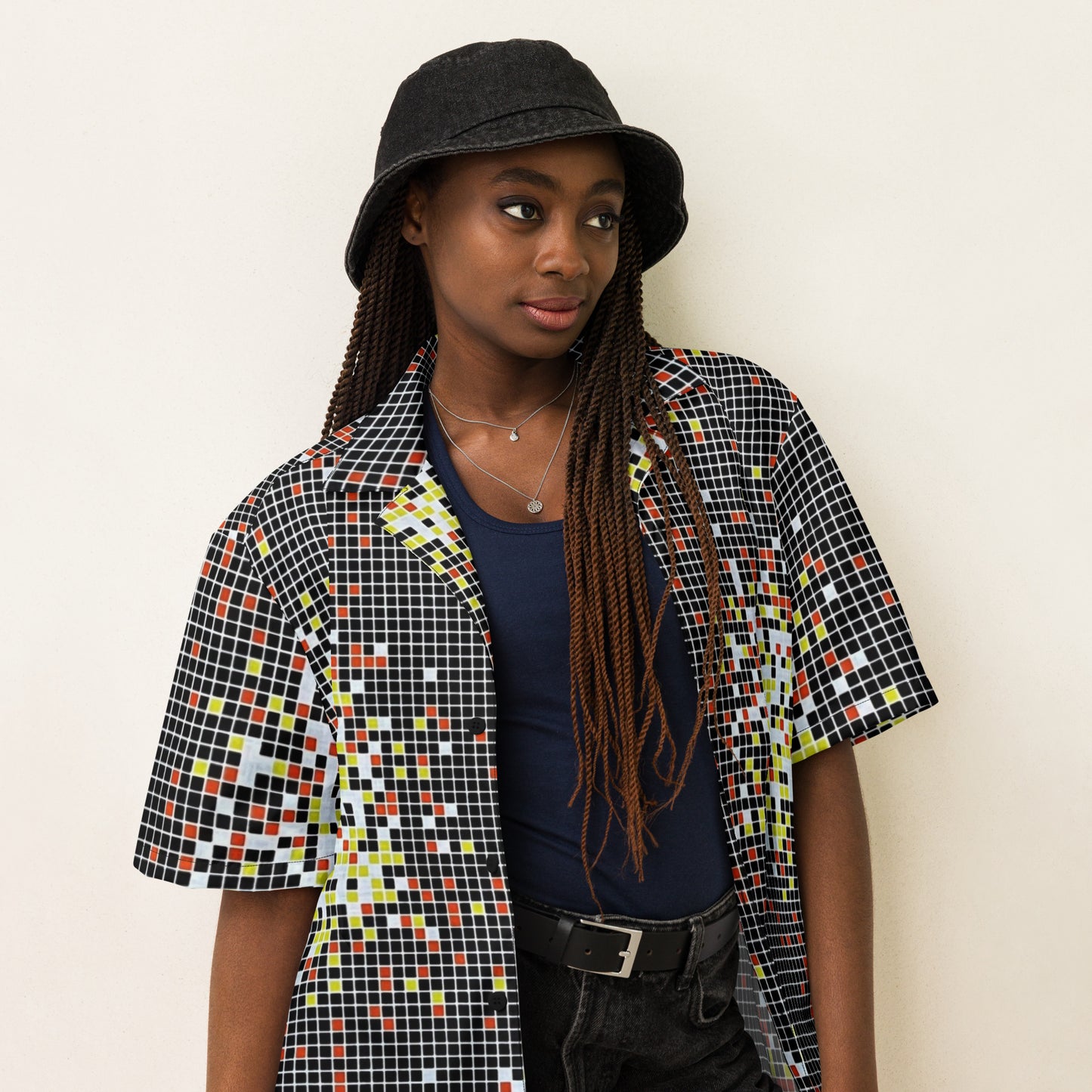 Graphic Square Ankara Unisex Button Shirt