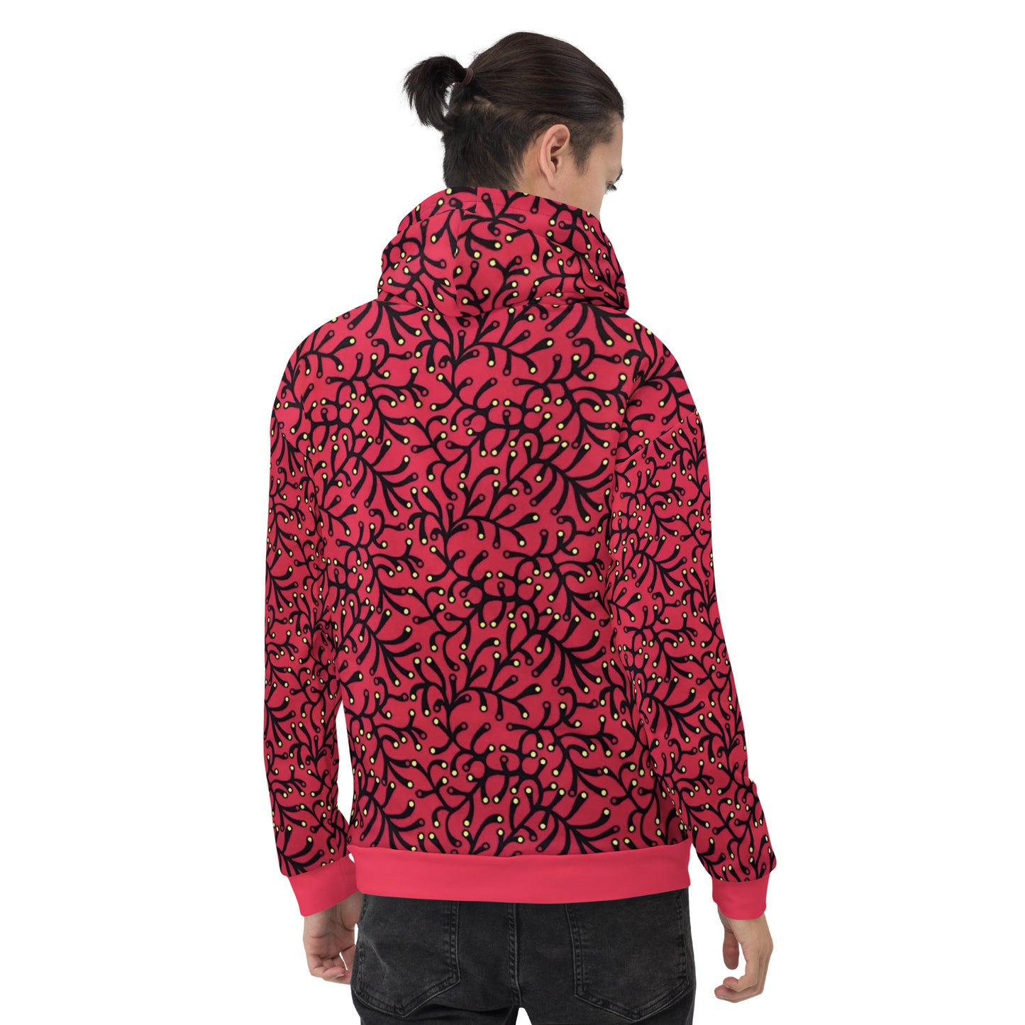 Red Dotted Ankara Unisex Hoodie