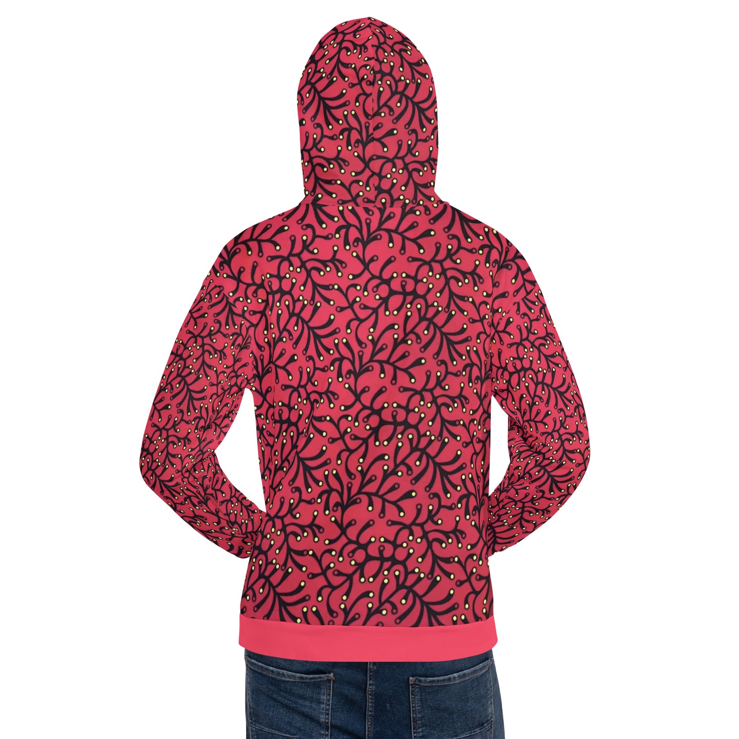 Red Dotted Ankara Unisex Hoodie