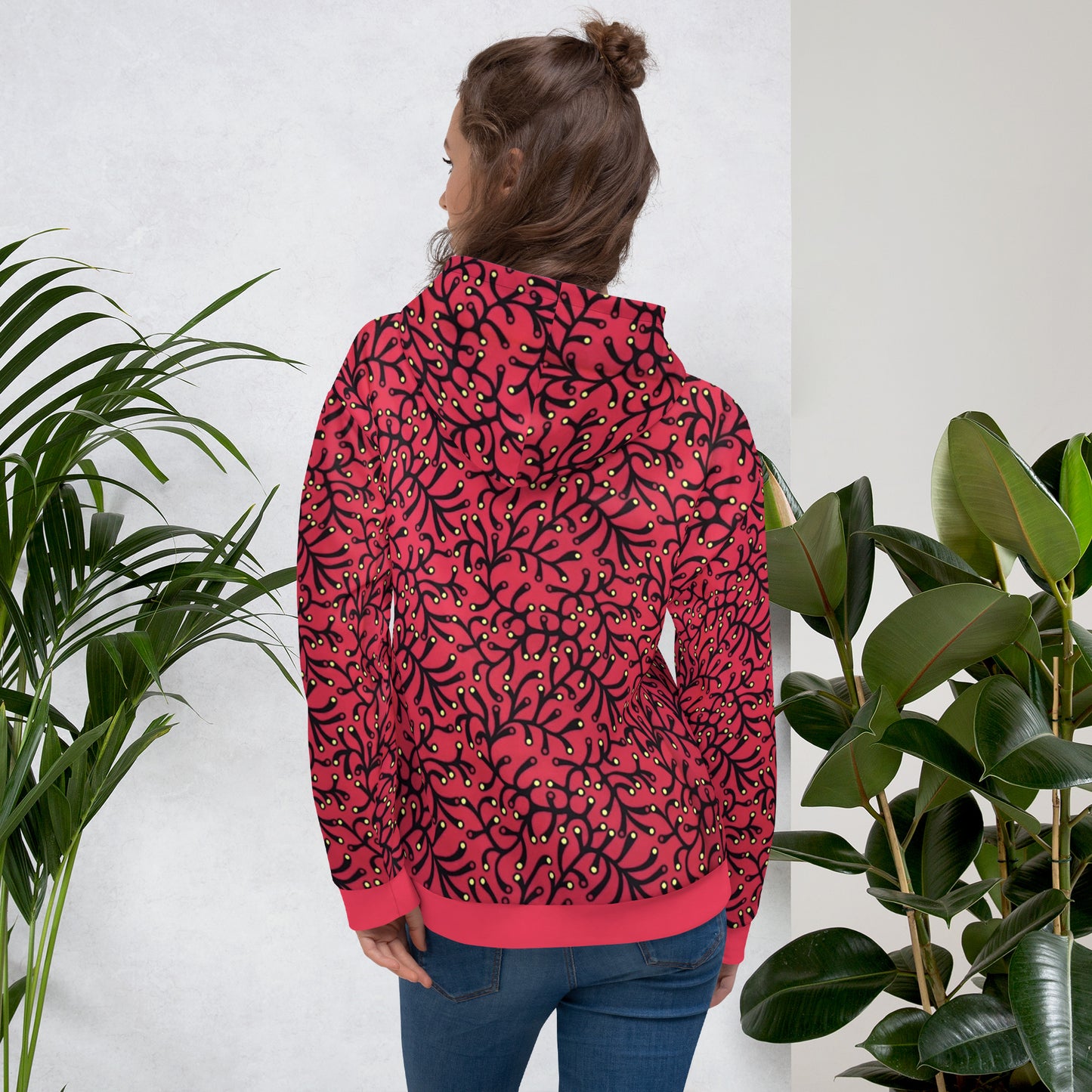 Red Dotted Ankara Unisex Hoodie