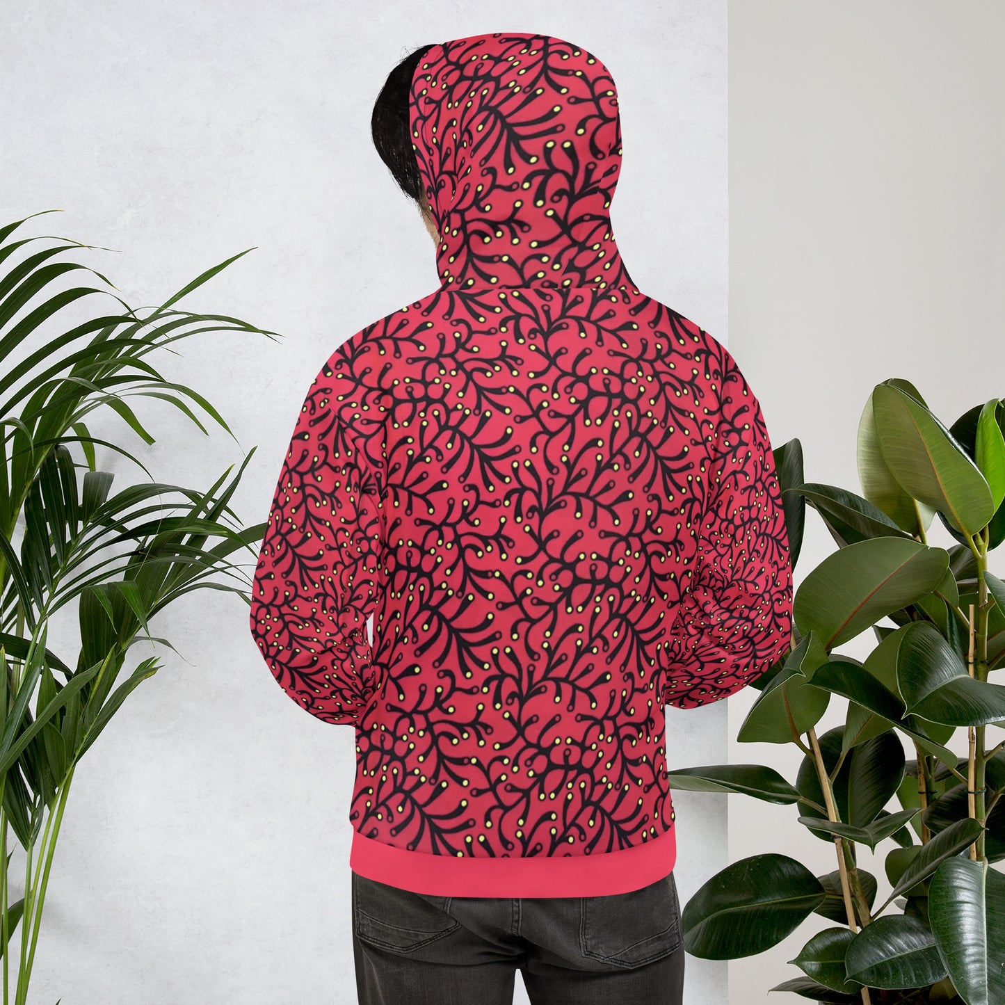 Red Dotted Ankara Unisex Hoodie