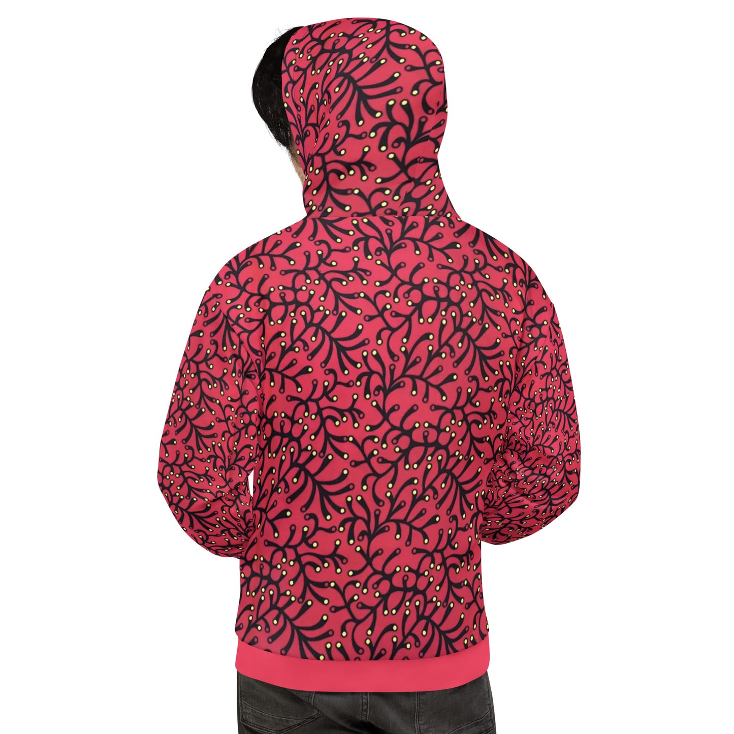 Red Dotted Ankara Unisex Hoodie