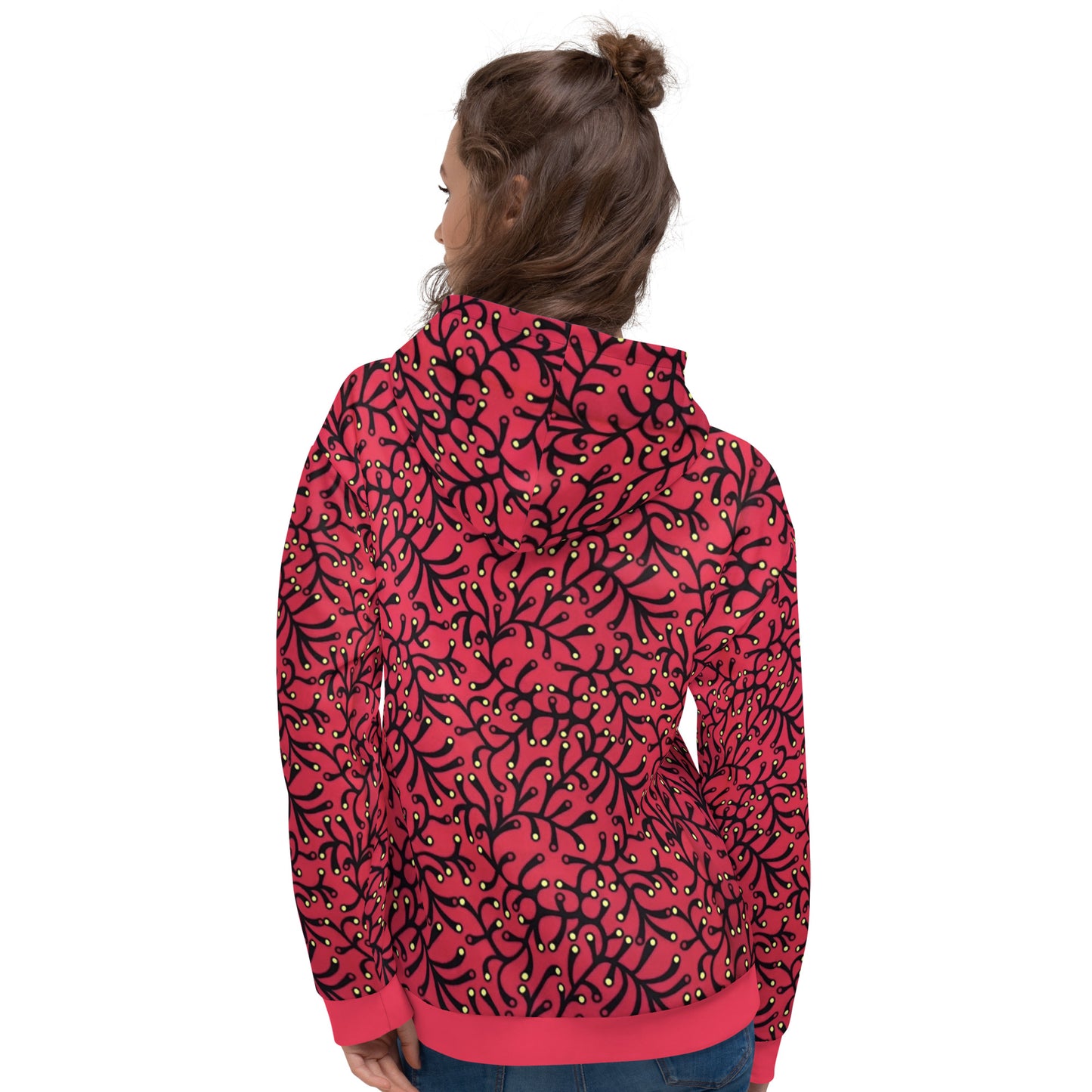 Red Dotted Ankara Unisex Hoodie