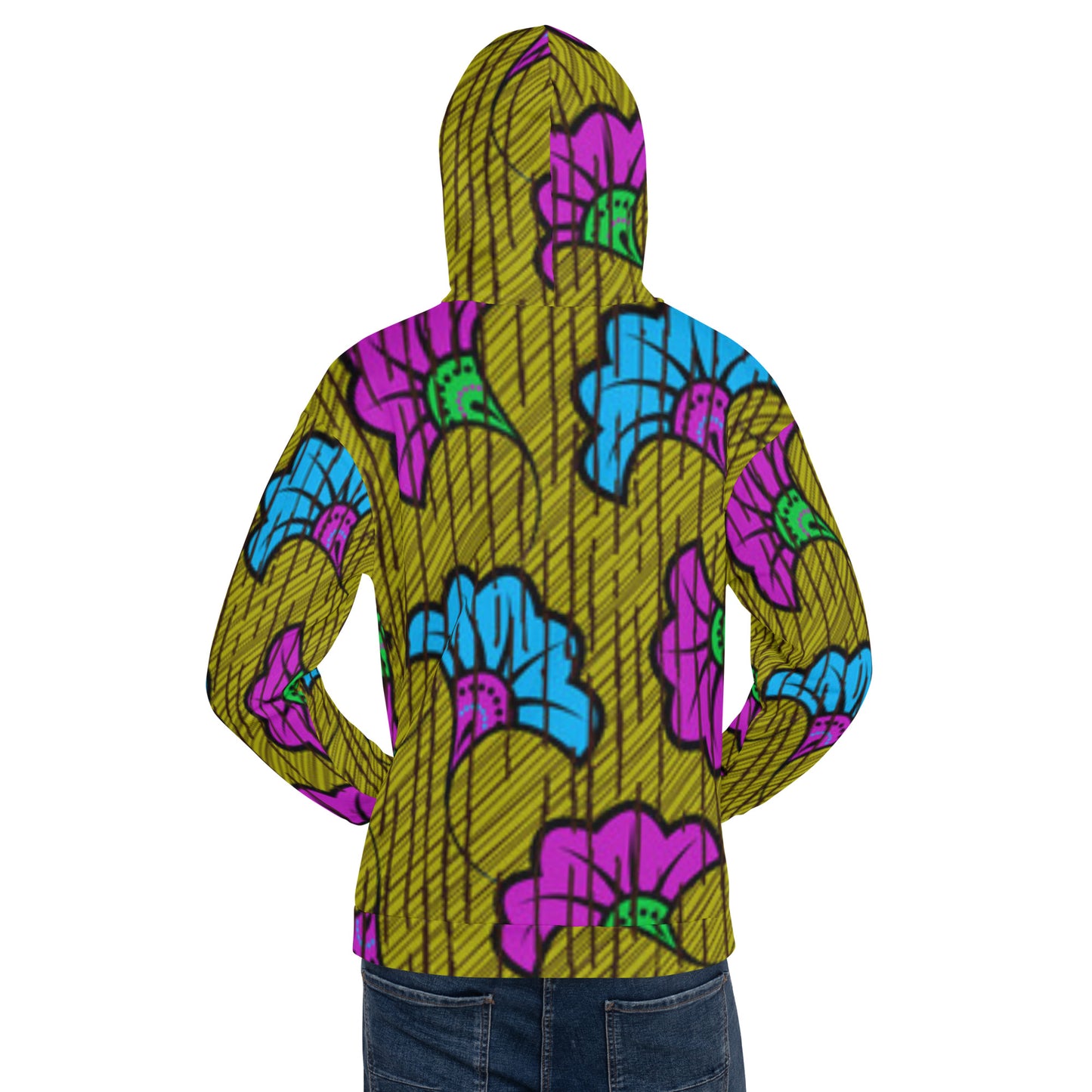 Blue Purple Floral Ankara Unisex Hoodie