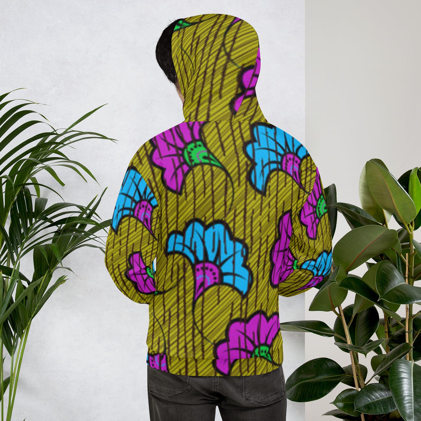 Blue Purple Floral Ankara Unisex Hoodie