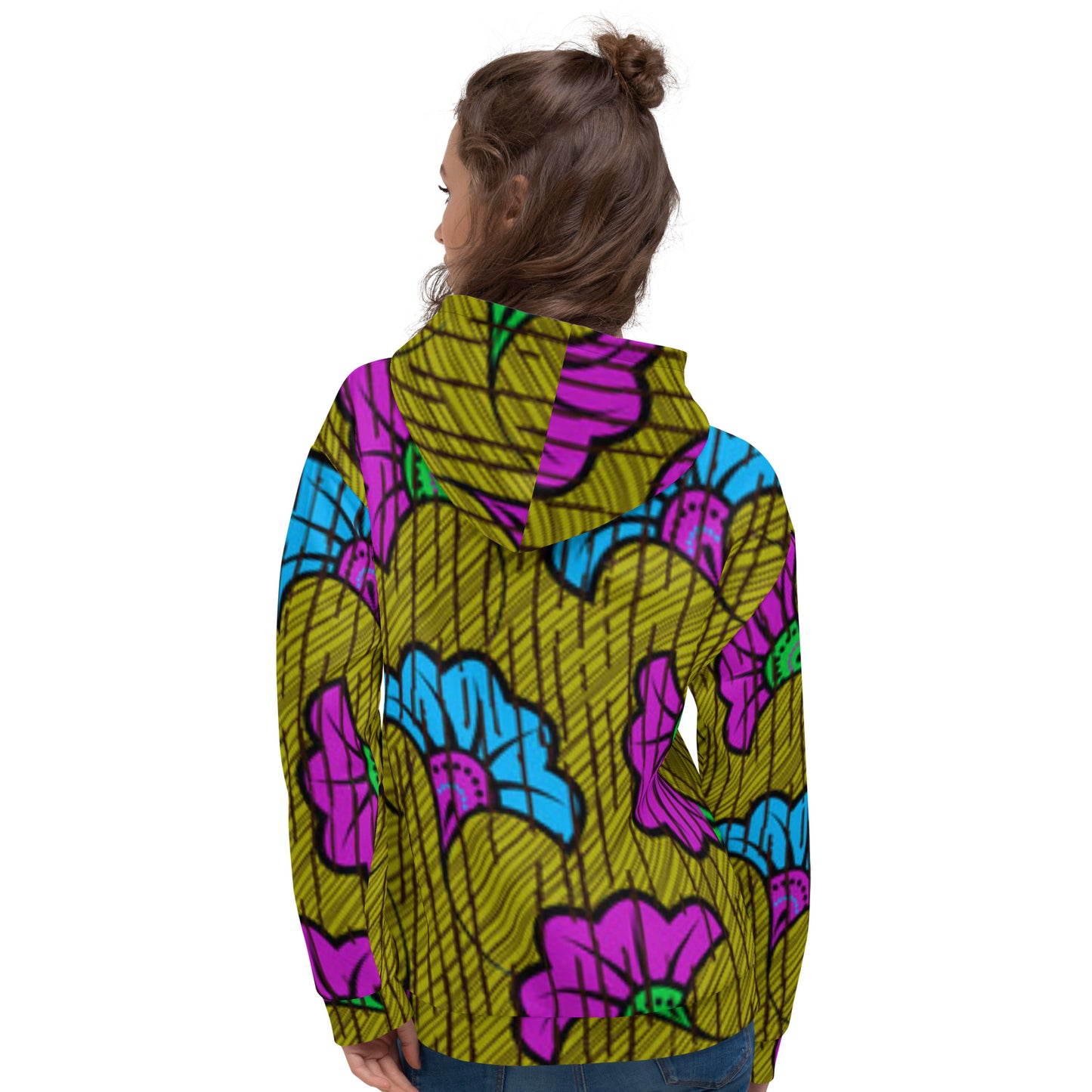 Blue Purple Floral Ankara Unisex Hoodie