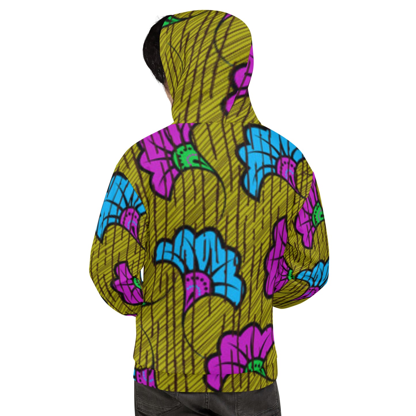 Blue Purple Floral Ankara Unisex Hoodie