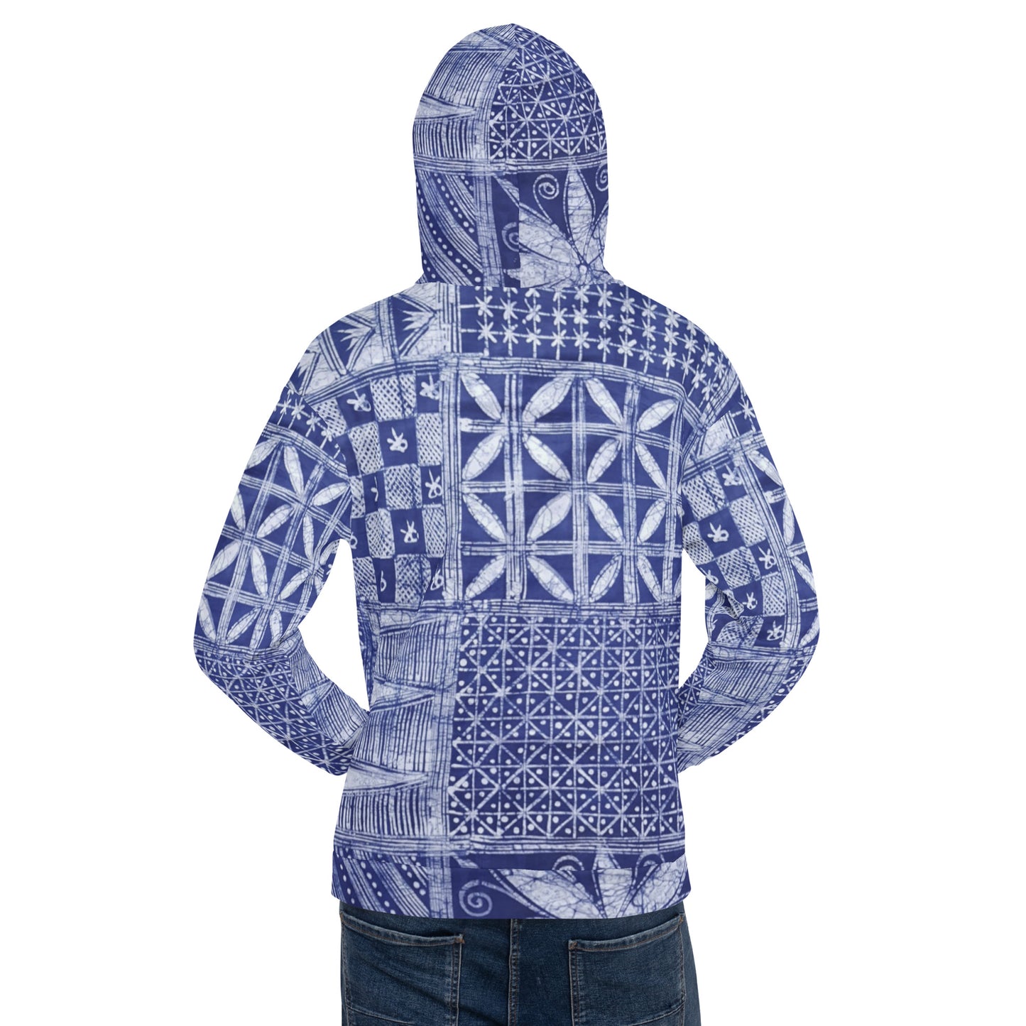 Blue African Adire Unisex Hoodie