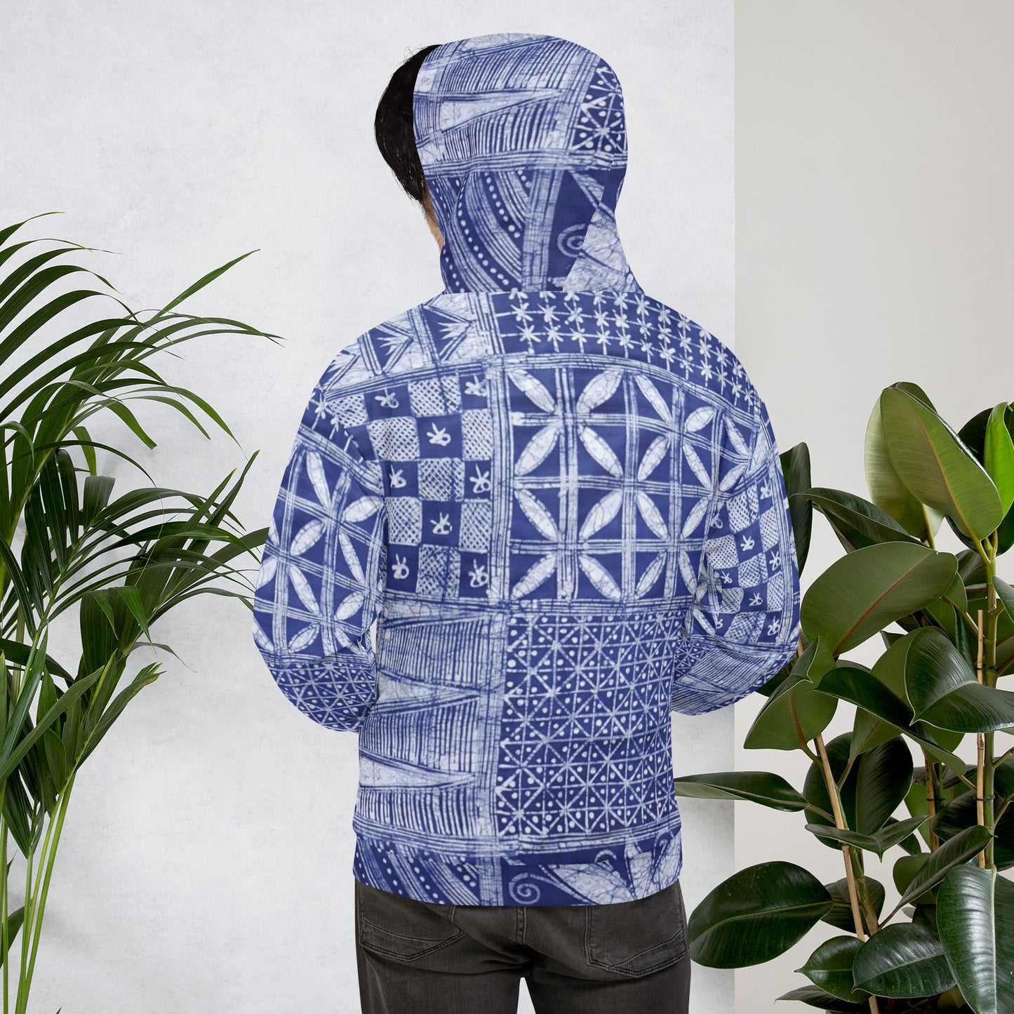 Blue African Adire Unisex Hoodie