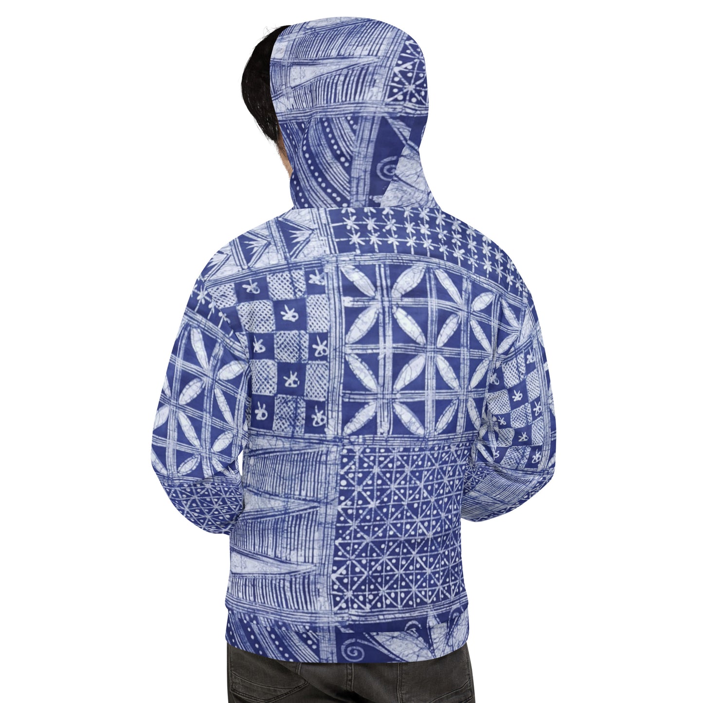 Blue African Adire Unisex Hoodie