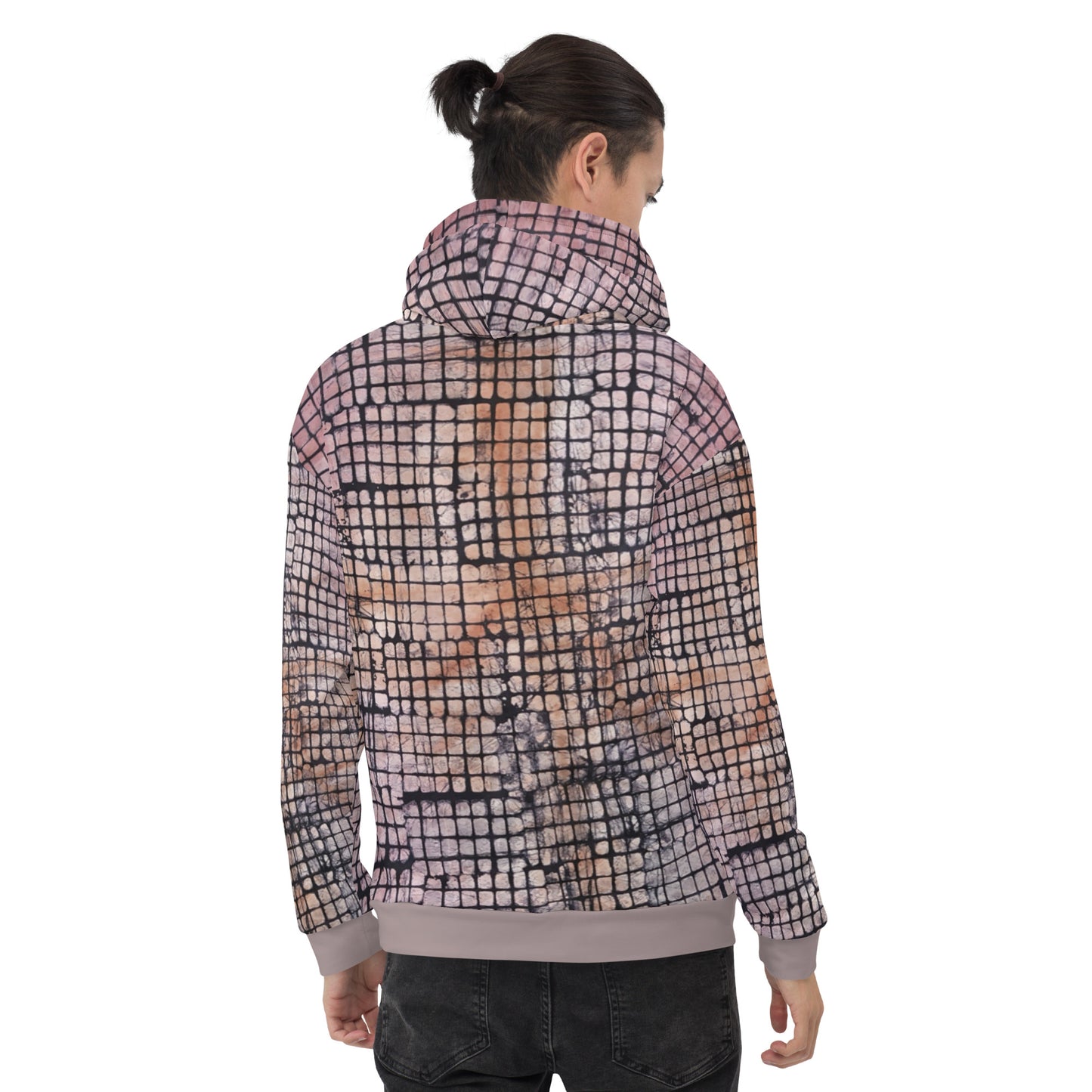 Pink Checked Adire Unisex Hoodie