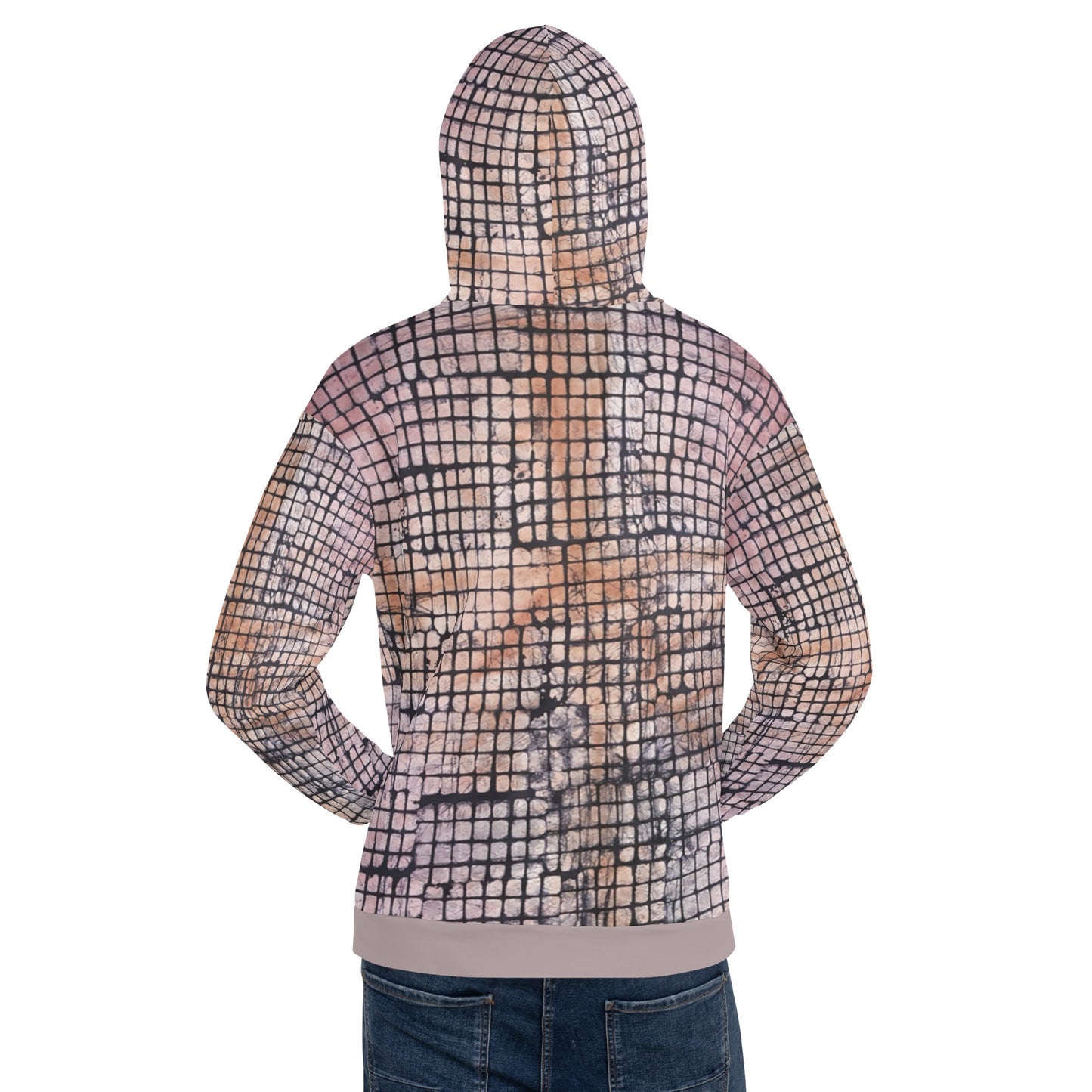 Pink Checked Adire Unisex Hoodie