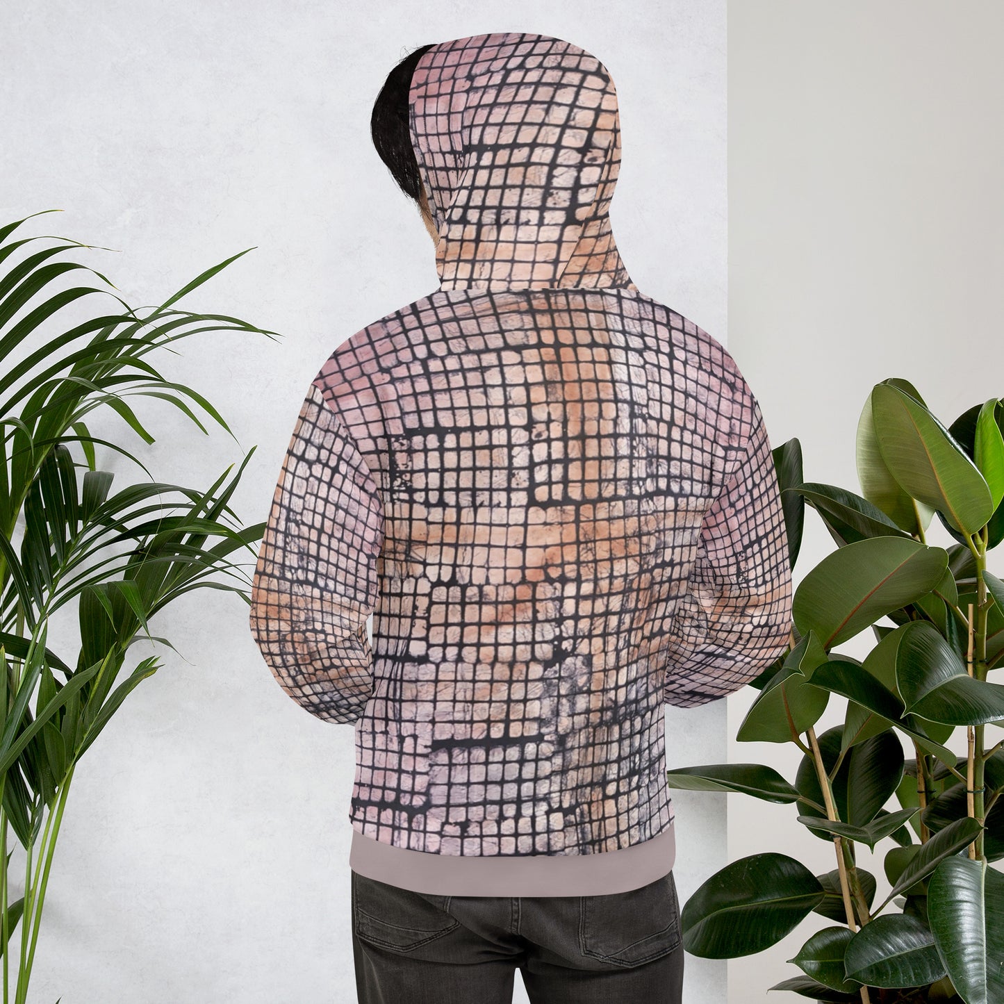 Pink Checked Adire Unisex Hoodie