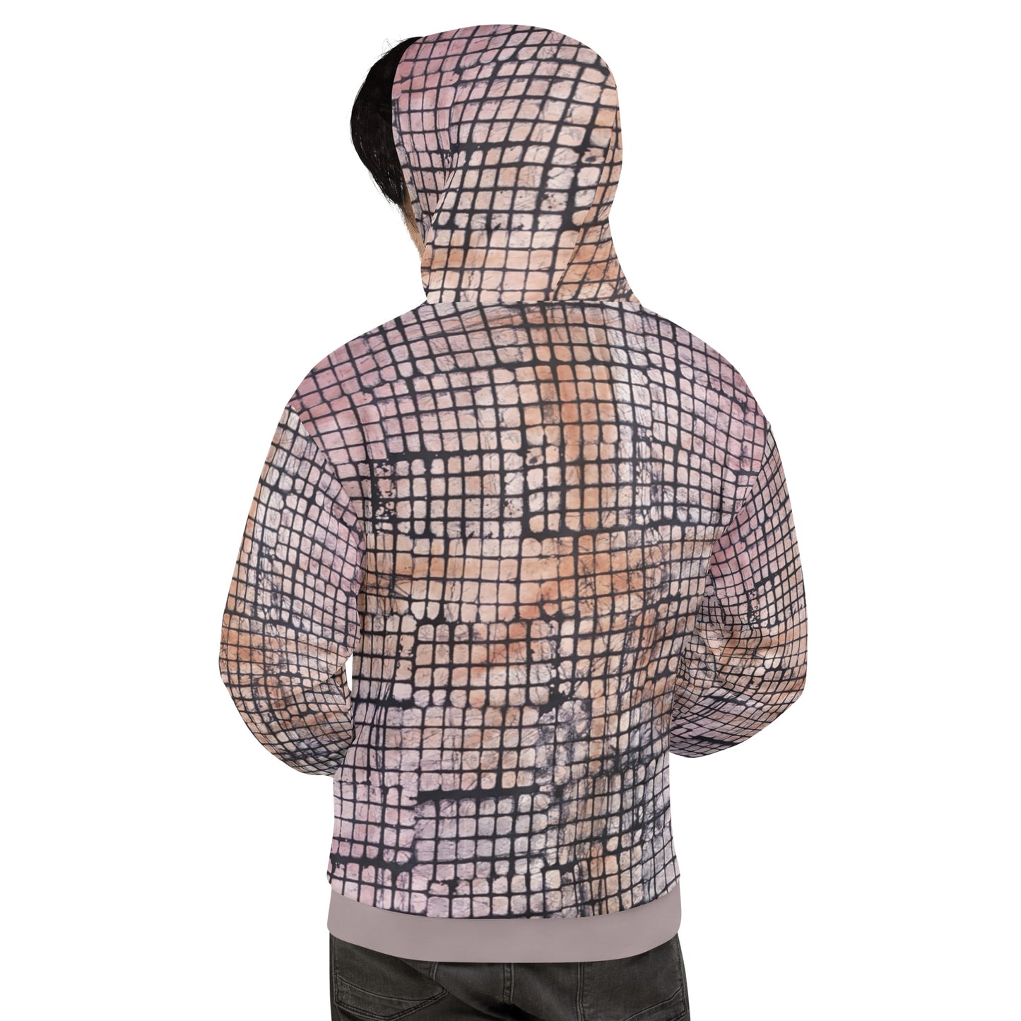 Pink Checked Adire Unisex Hoodie