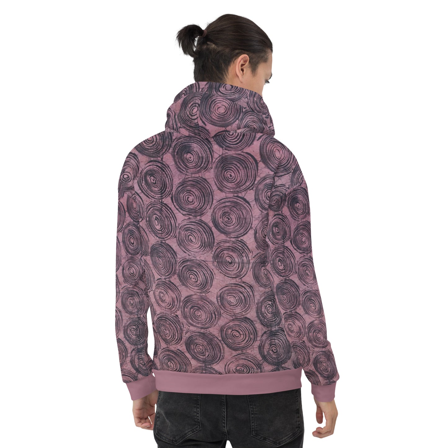 Pink & Black Swirl Adire Unisex Hoodie