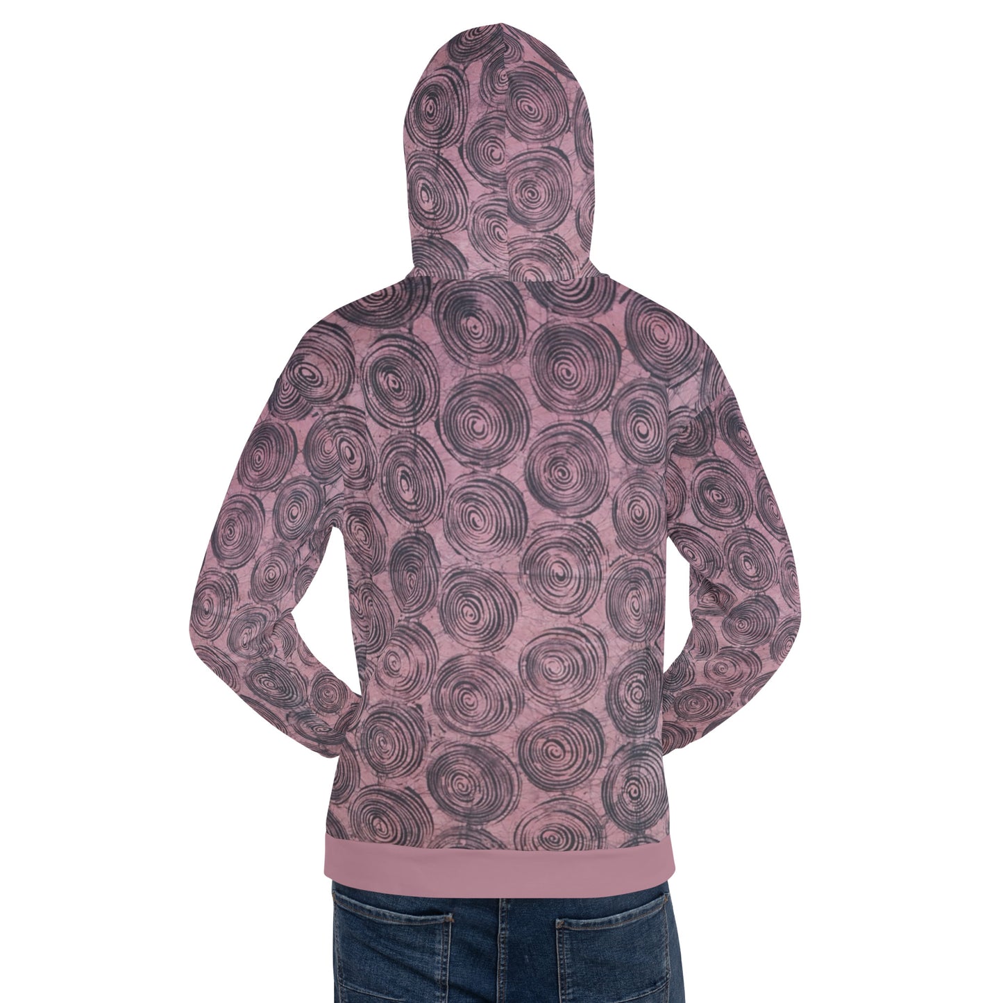 Pink & Black Swirl Adire Unisex Hoodie