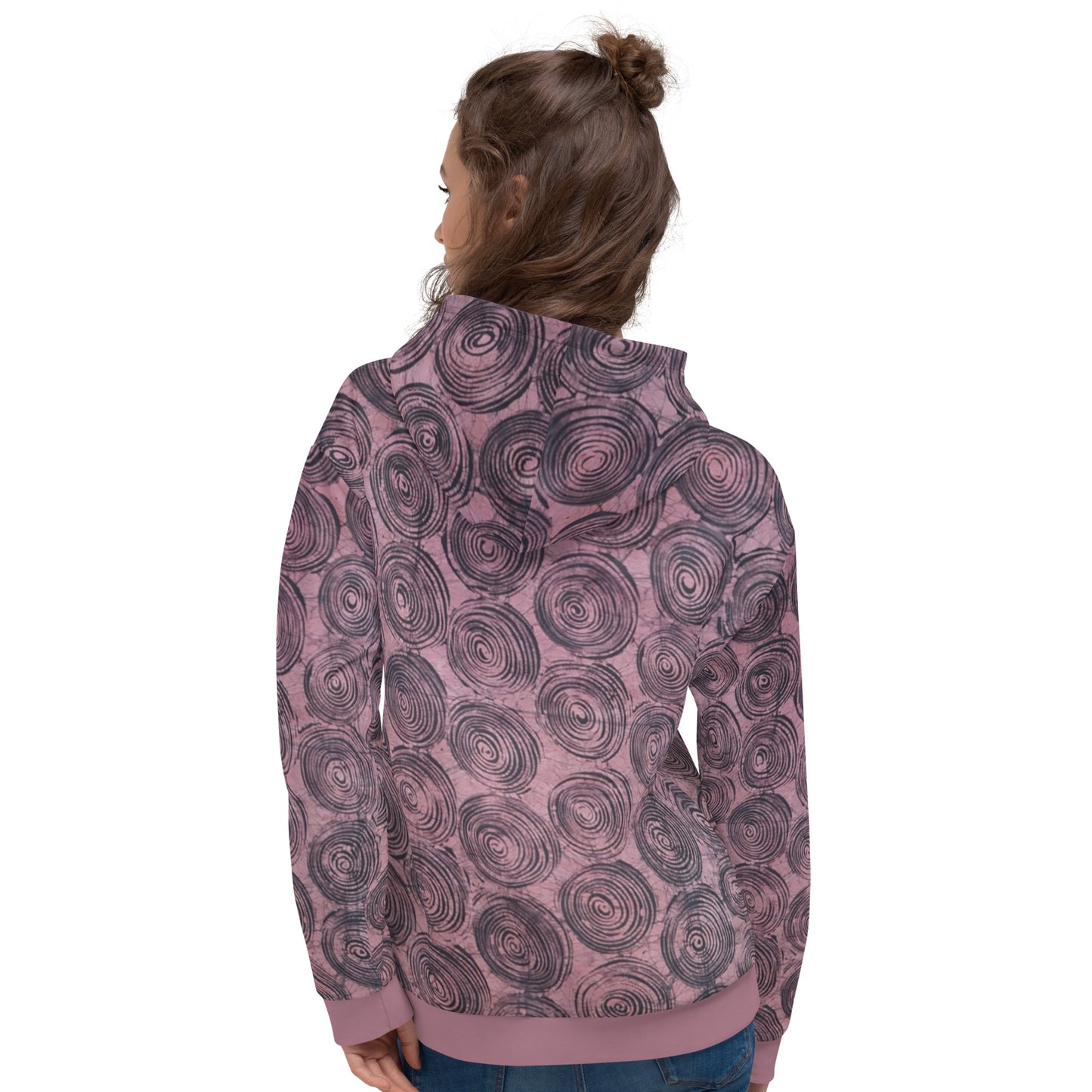 Pink & Black Swirl Adire Unisex Hoodie