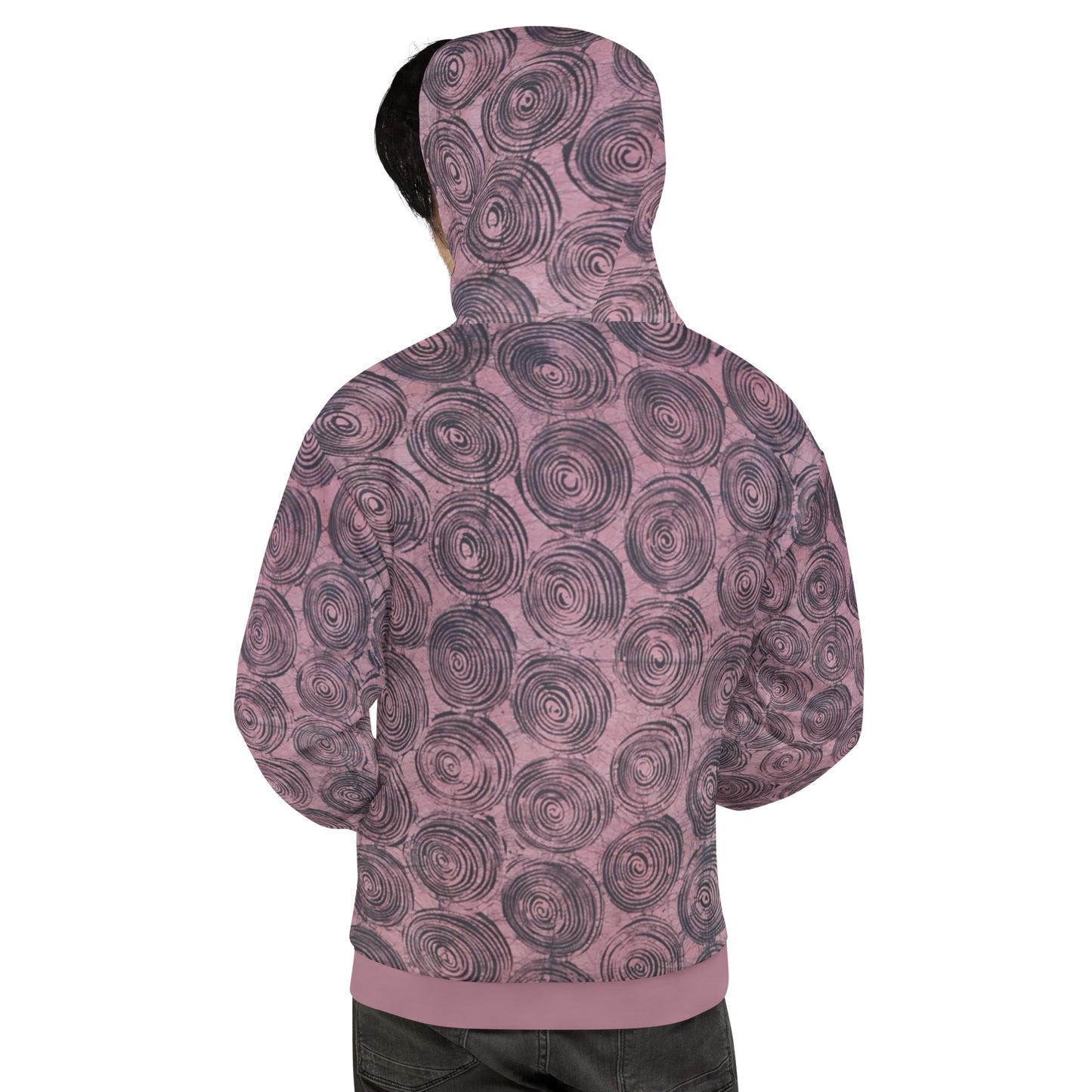 Pink & Black Swirl Adire Unisex Hoodie