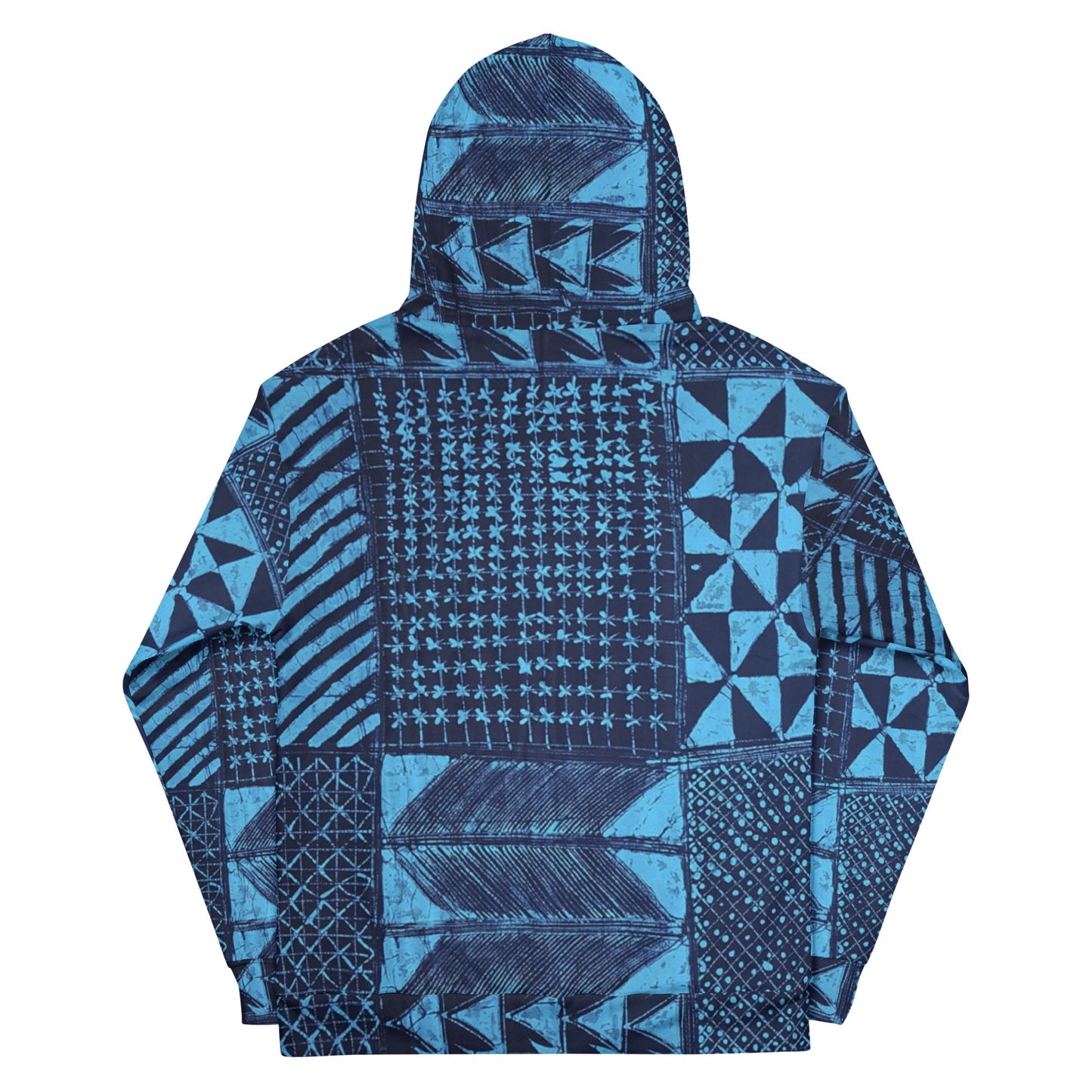 Black And Turquoise Shapes Adire Unisex Hoodie