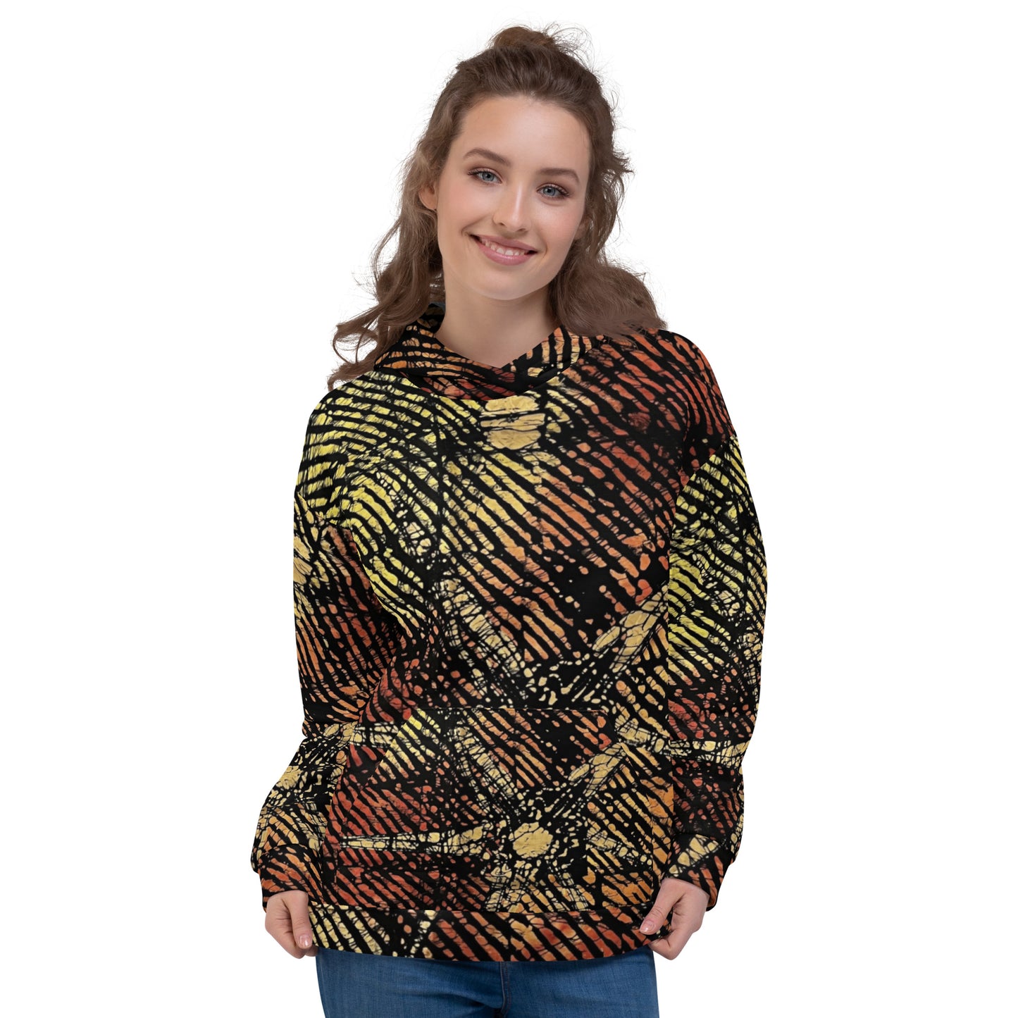 Yellow Orange Ankara Unisex Hoodie