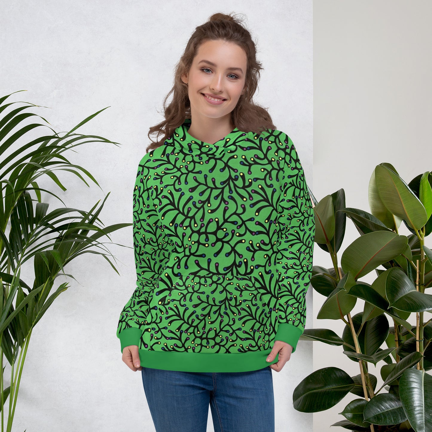 Green Dotted Ankara Unisex Hoodie