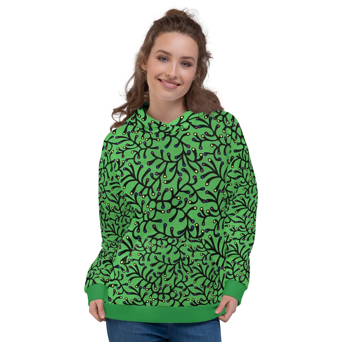 Green Dotted Ankara Unisex Hoodie