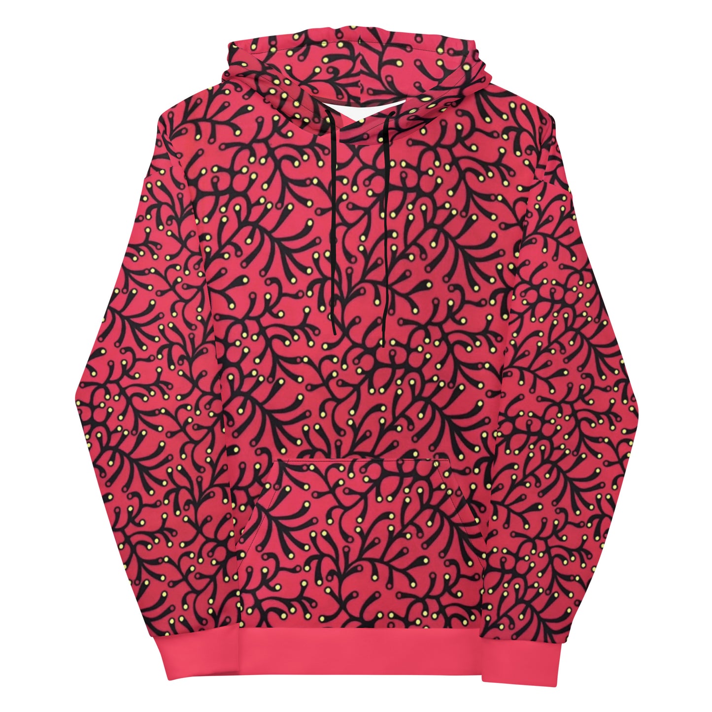 Red Dotted Ankara Unisex Hoodie