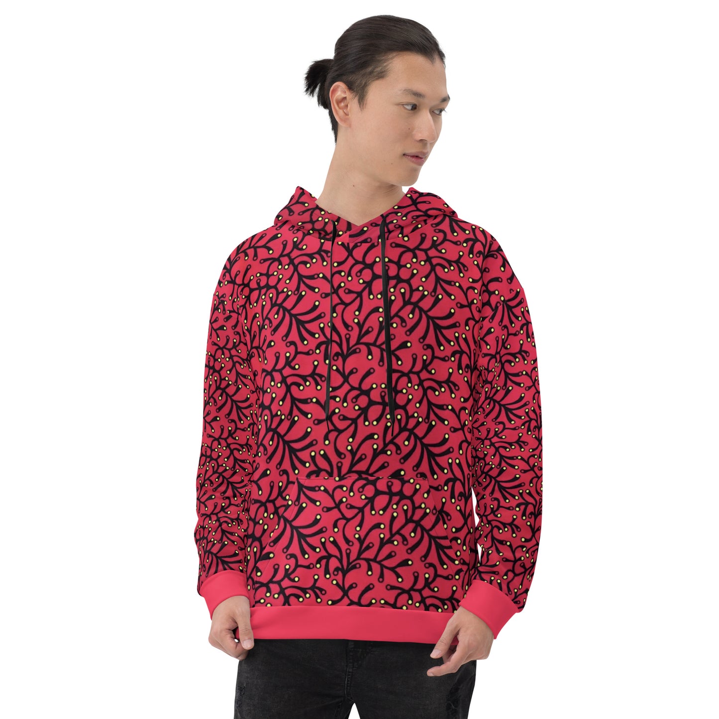 Red Dotted Ankara Unisex Hoodie