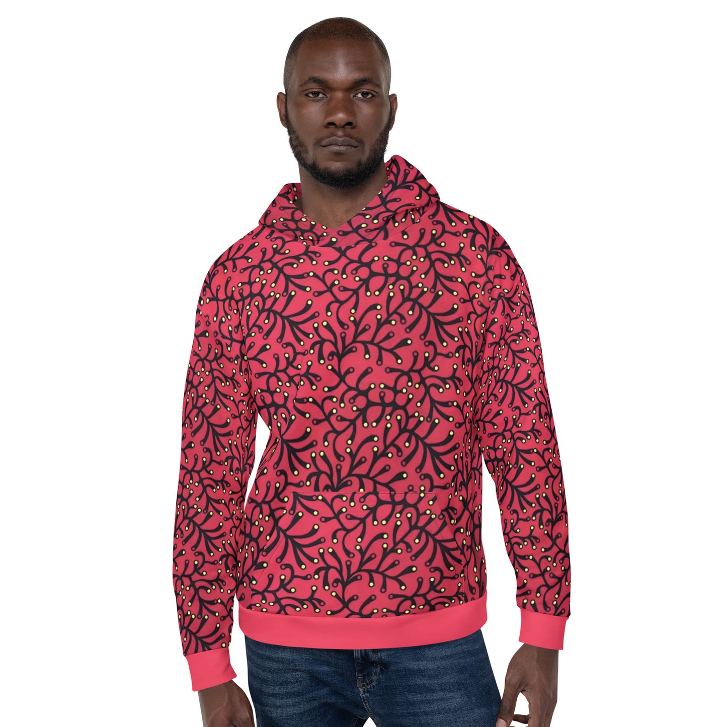 Red Dotted Ankara Unisex Hoodie