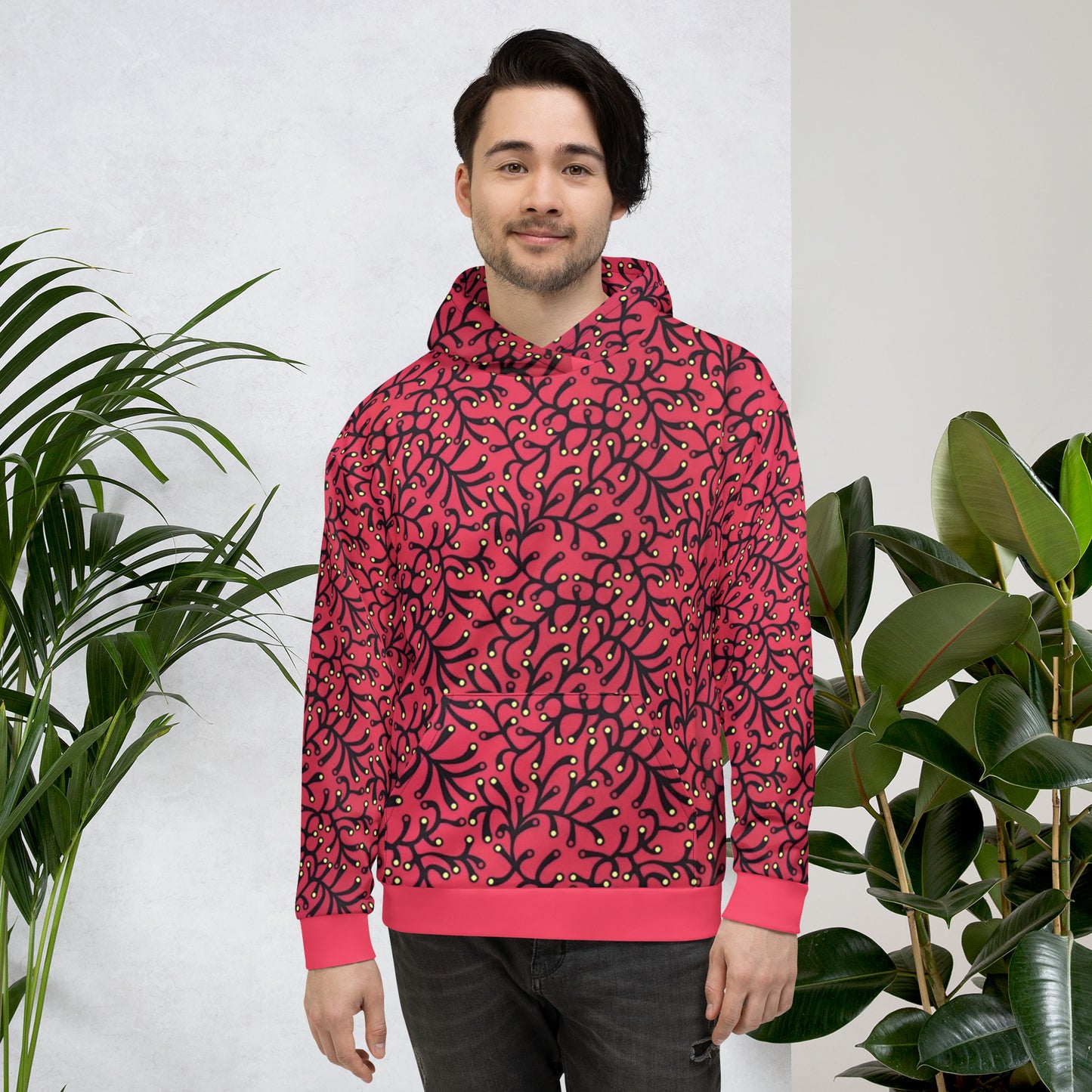 Red Dotted Ankara Unisex Hoodie