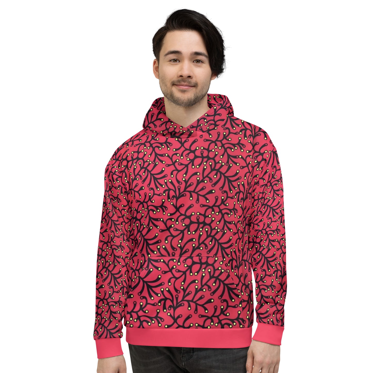 Red Dotted Ankara Unisex Hoodie