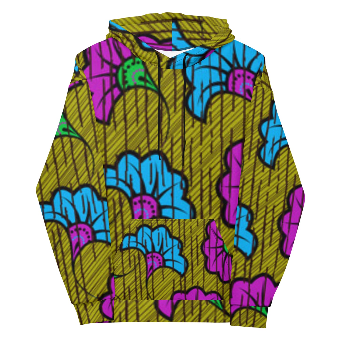 Blue Purple Floral Ankara Unisex Hoodie