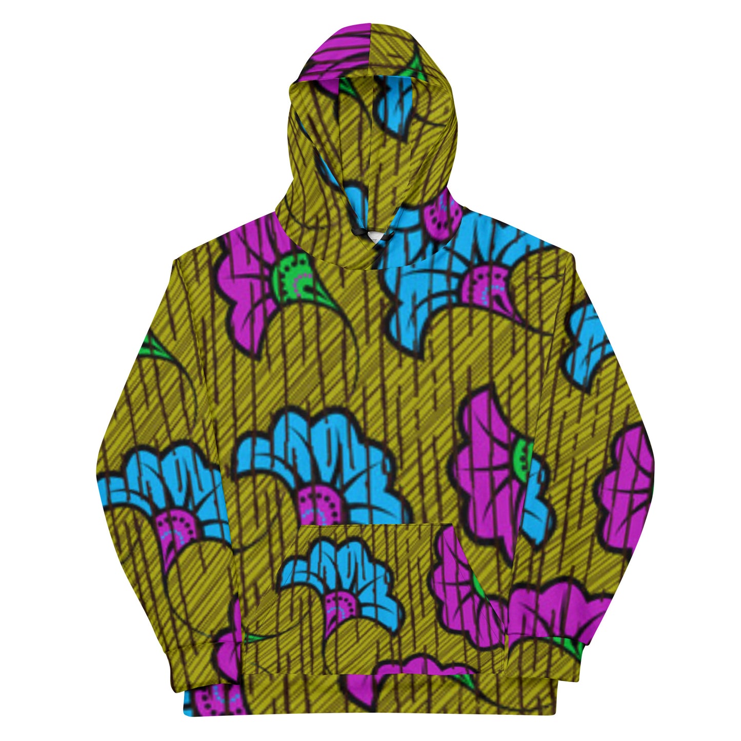 Blue Purple Floral Ankara Unisex Hoodie