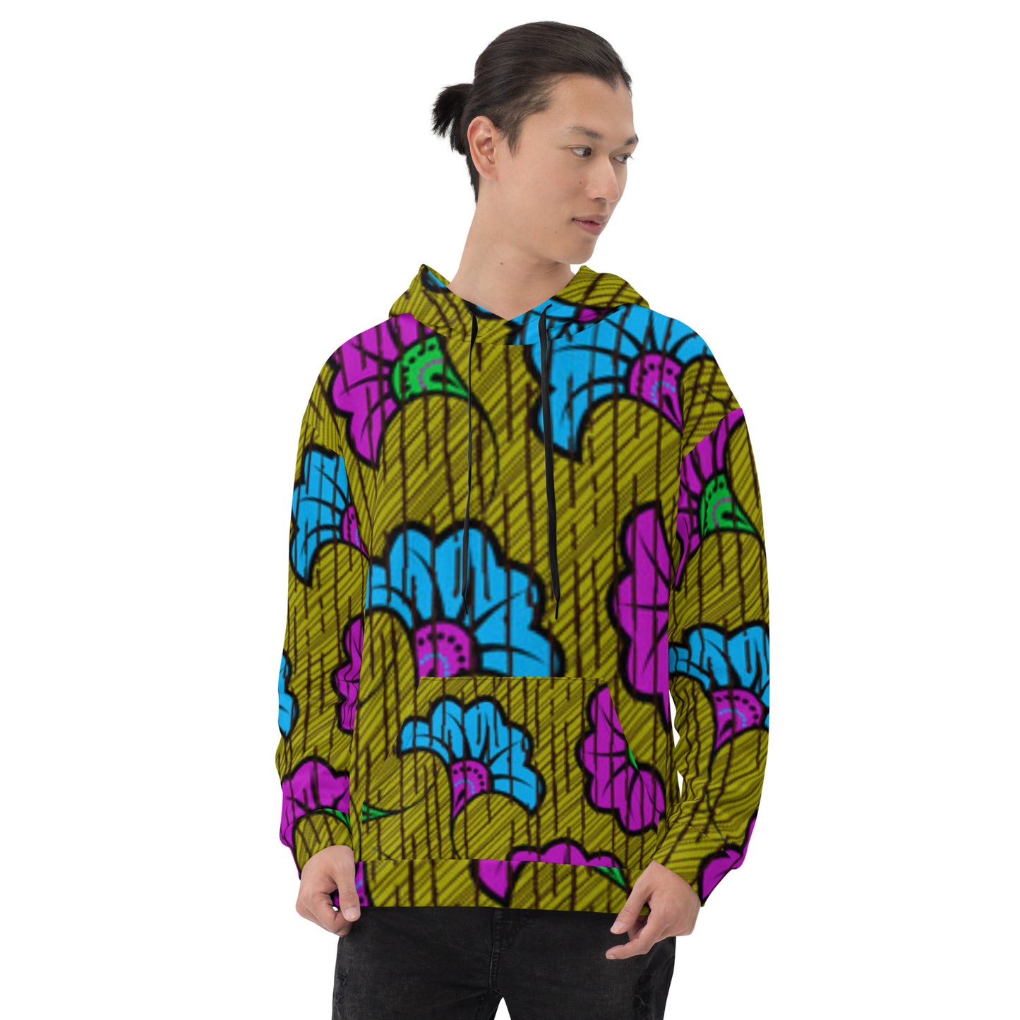 Blue Purple Floral Ankara Unisex Hoodie