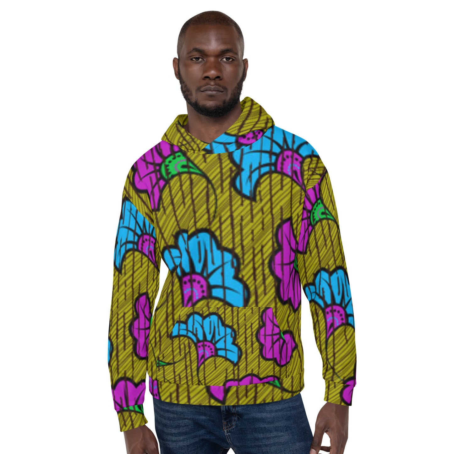 Blue Purple Floral Ankara Unisex Hoodie