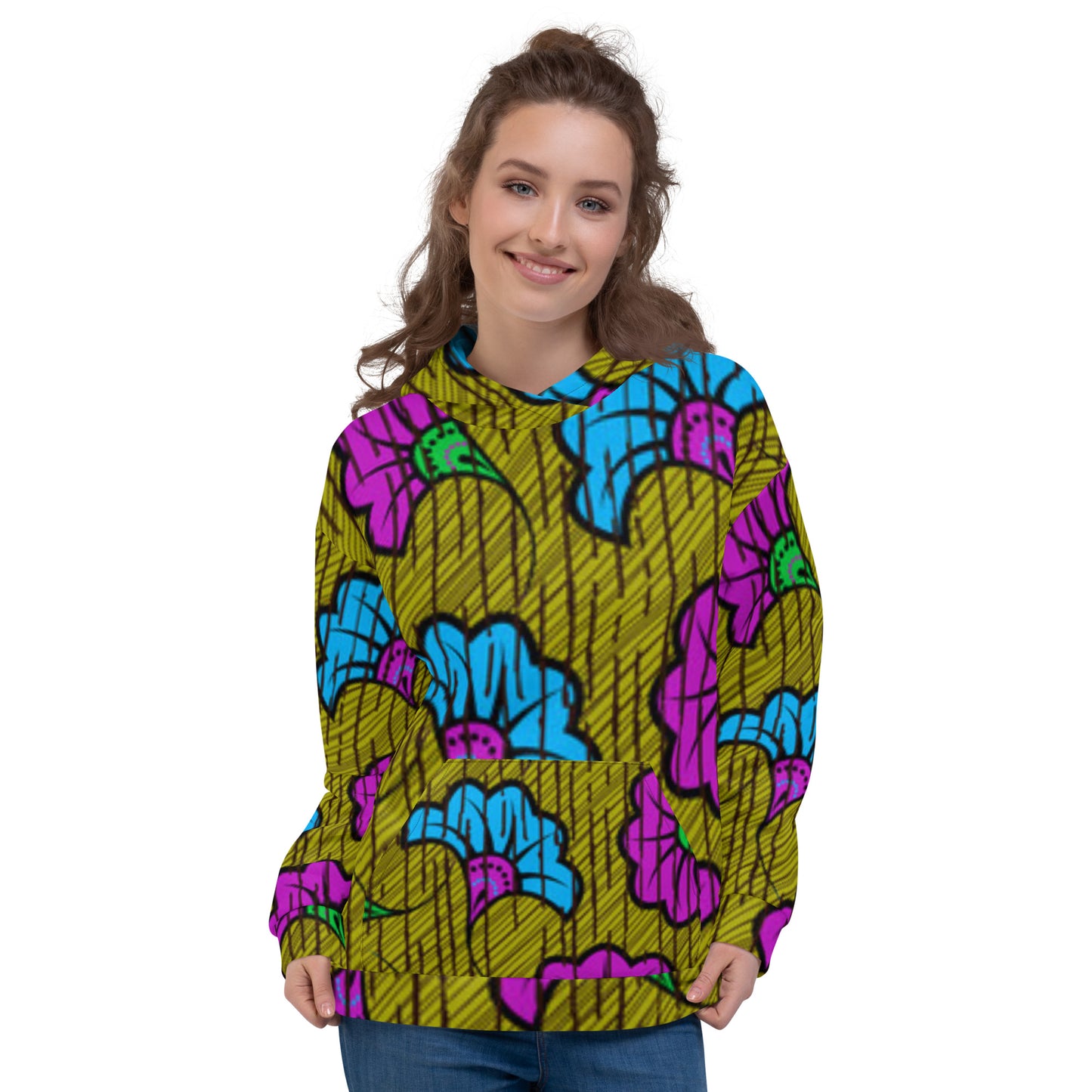 Blue Purple Floral Ankara Unisex Hoodie