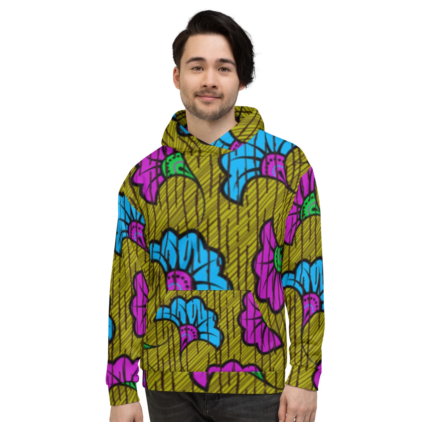 Blue Purple Floral Ankara Unisex Hoodie