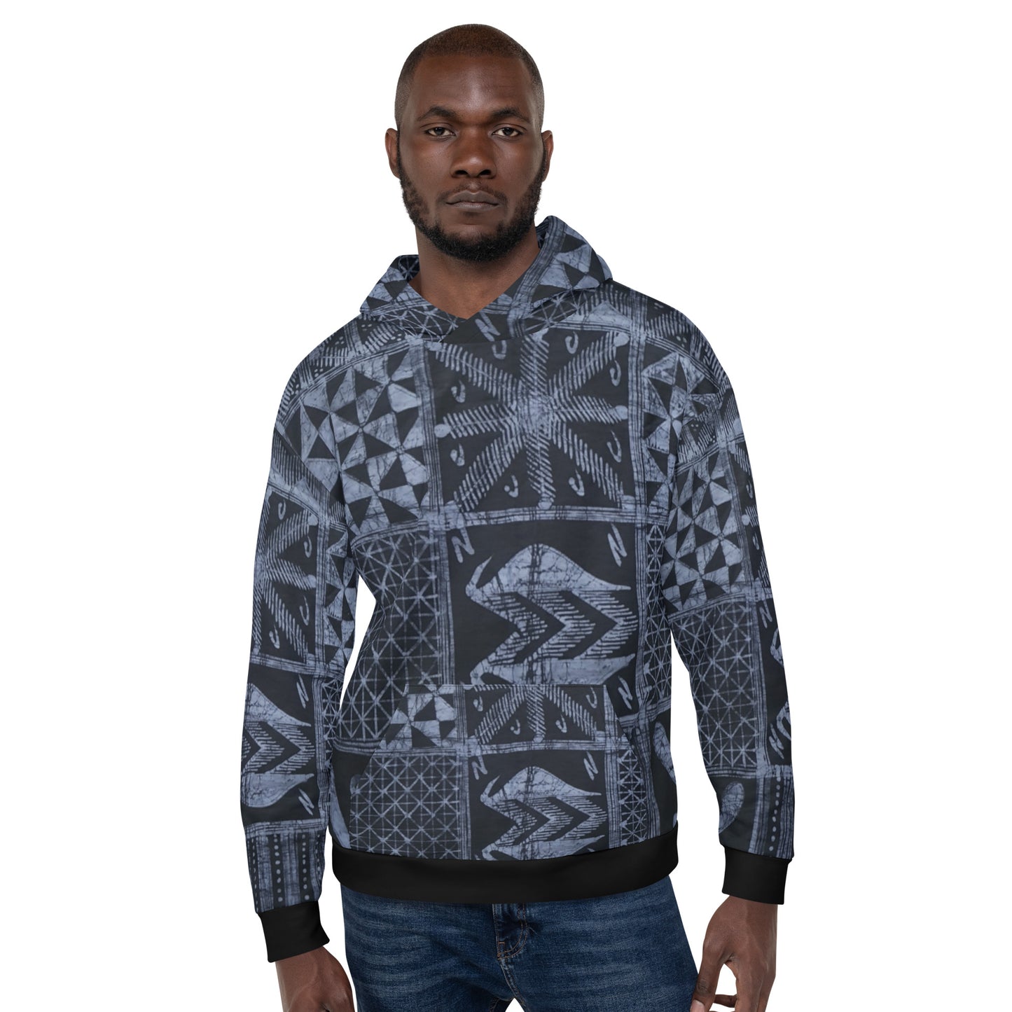 Dark Blue Adire Unisex Hoodie