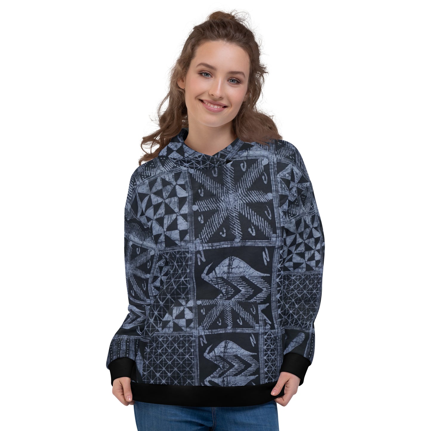 Dark Blue Adire Unisex Hoodie