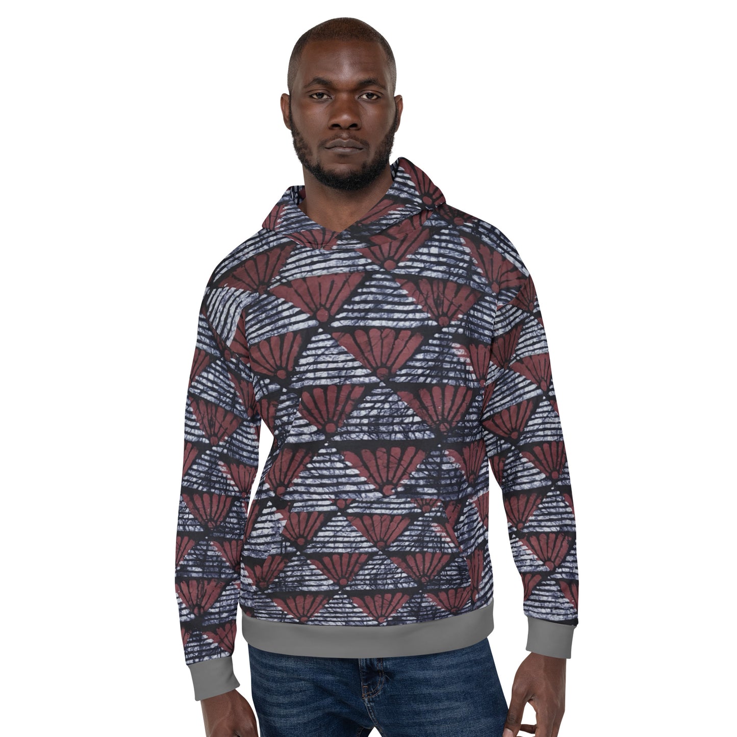 Red Black Ankara Unisex Hoodie