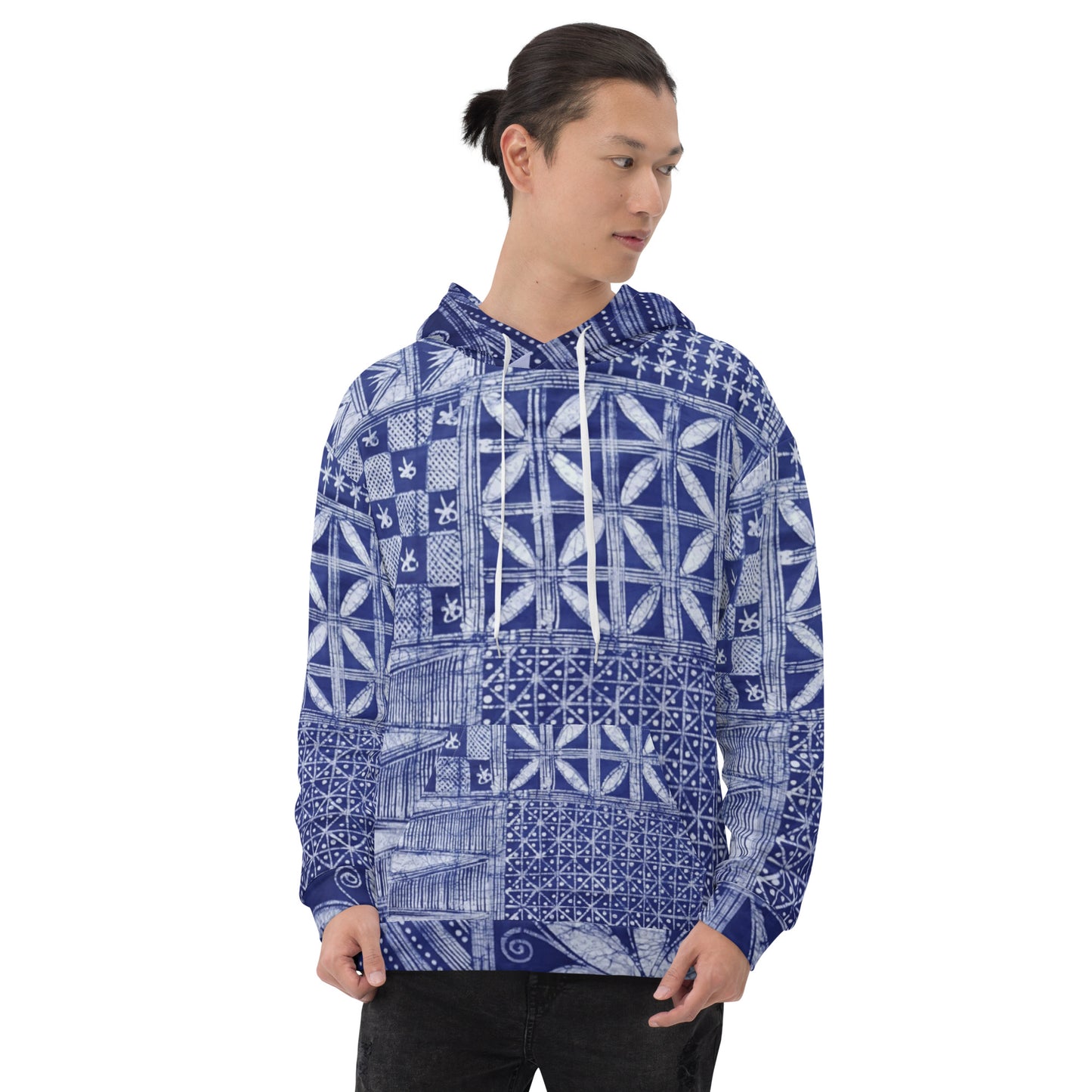 Blue African Adire Unisex Hoodie